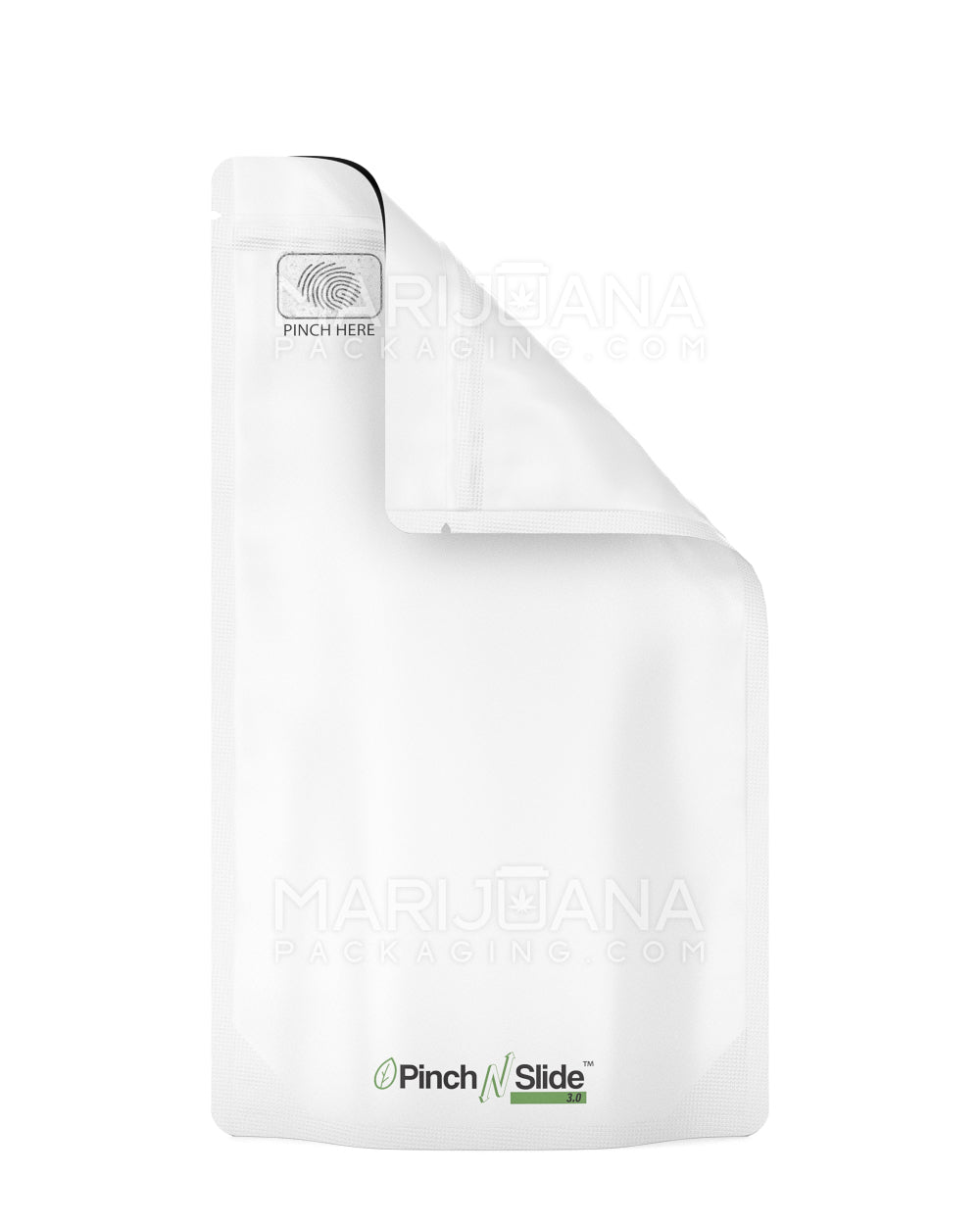 Child Resistant & Tamper Evident | Pinch N Slide 3.0 Matte White PCR Mylar Bags | 5in x 8.8in - 14g - 250 Count