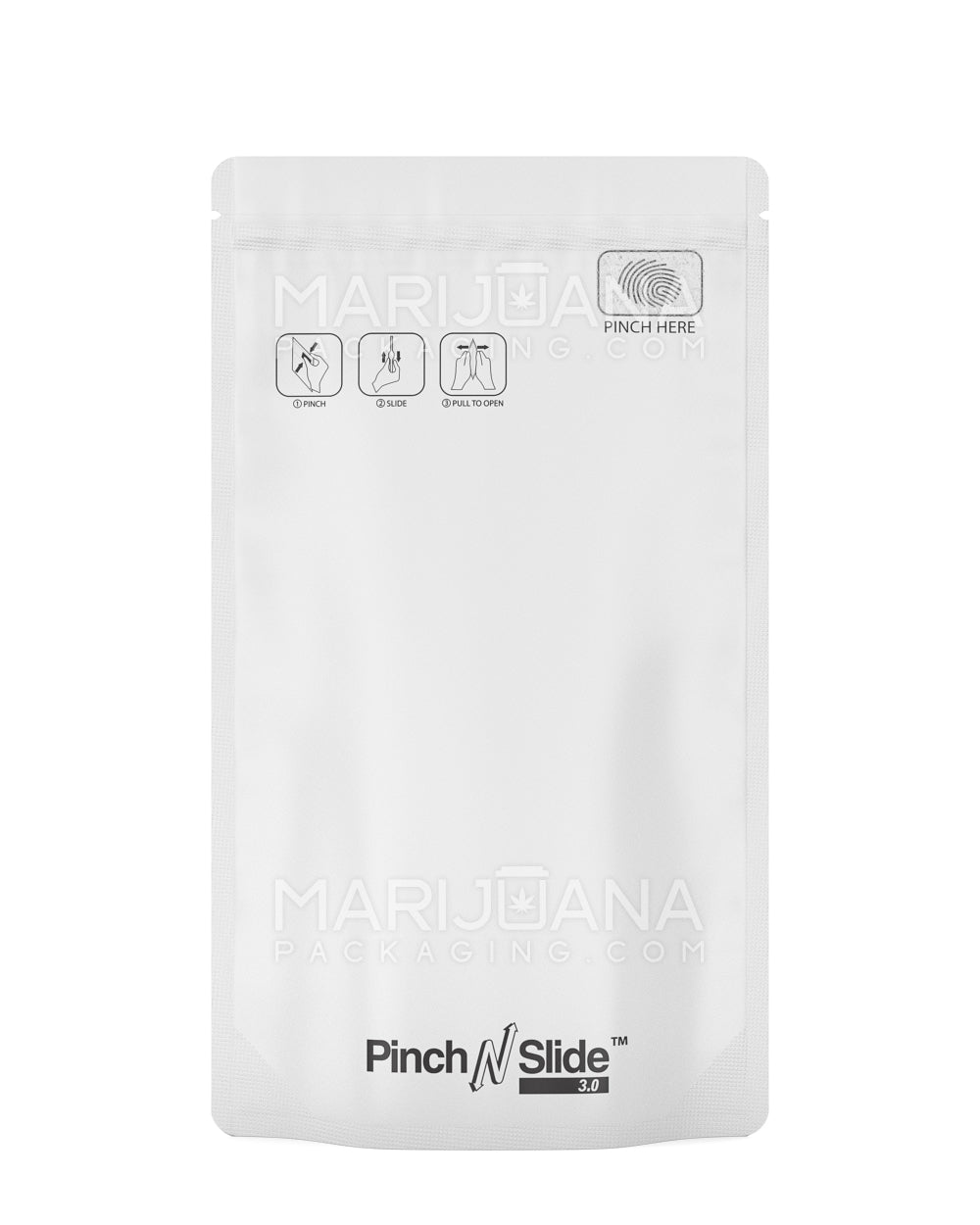 Child Resistant & Tamper Evident | Pinch N Slide 3.0 Matte White Mylar Bags | 5in x 8.8in - 14g - 250 Count