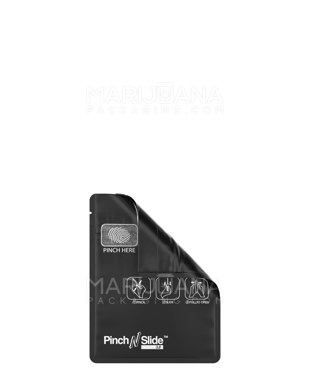 Child Resistant & Tamper Evident | Pinch N Slide 3.0 Matte Black Mylar Bags | 3.4in x 4.4in - 1g - 250 Count