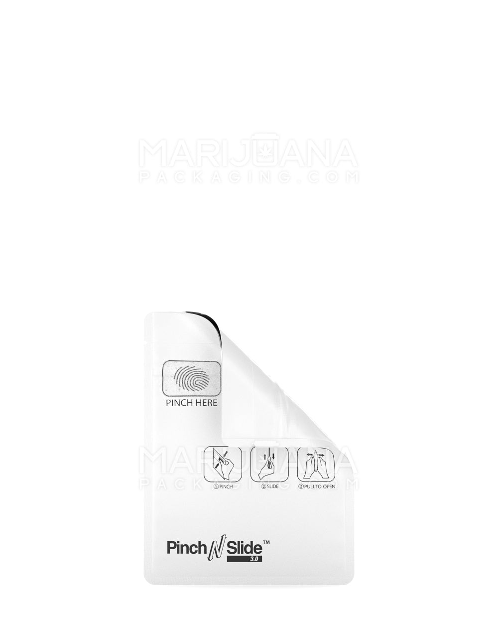 Child Resistant & Tamper Evident | Pinch N Slide 3.0 Matte White Mylar Bags | 3.4in x 4.4in - 1g - 250 Count