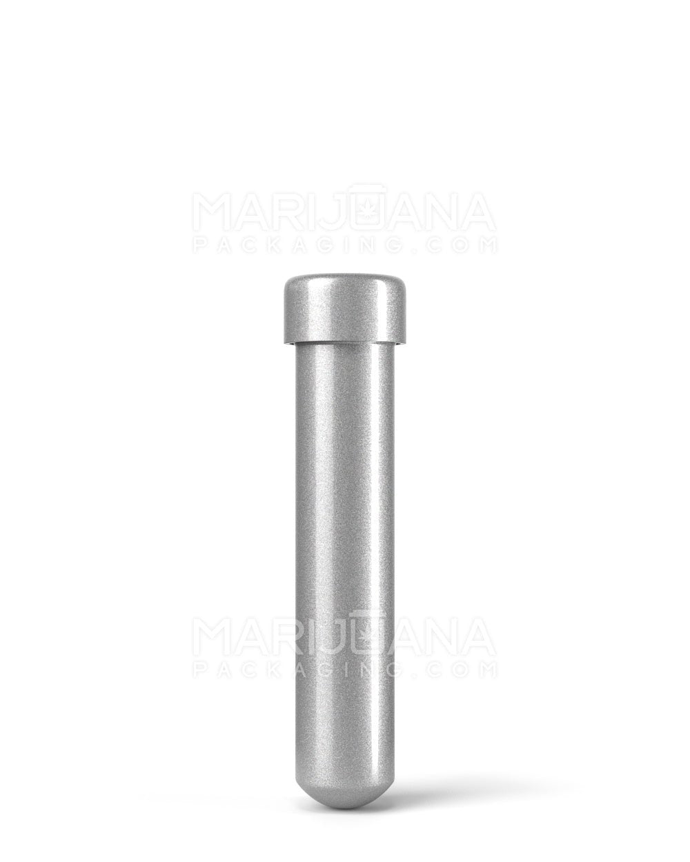 Child Resistant Push Down and Turn Screw On Opaque Aluminum Metal Pre-Roll Tubes | 95mm - Silver | Sample