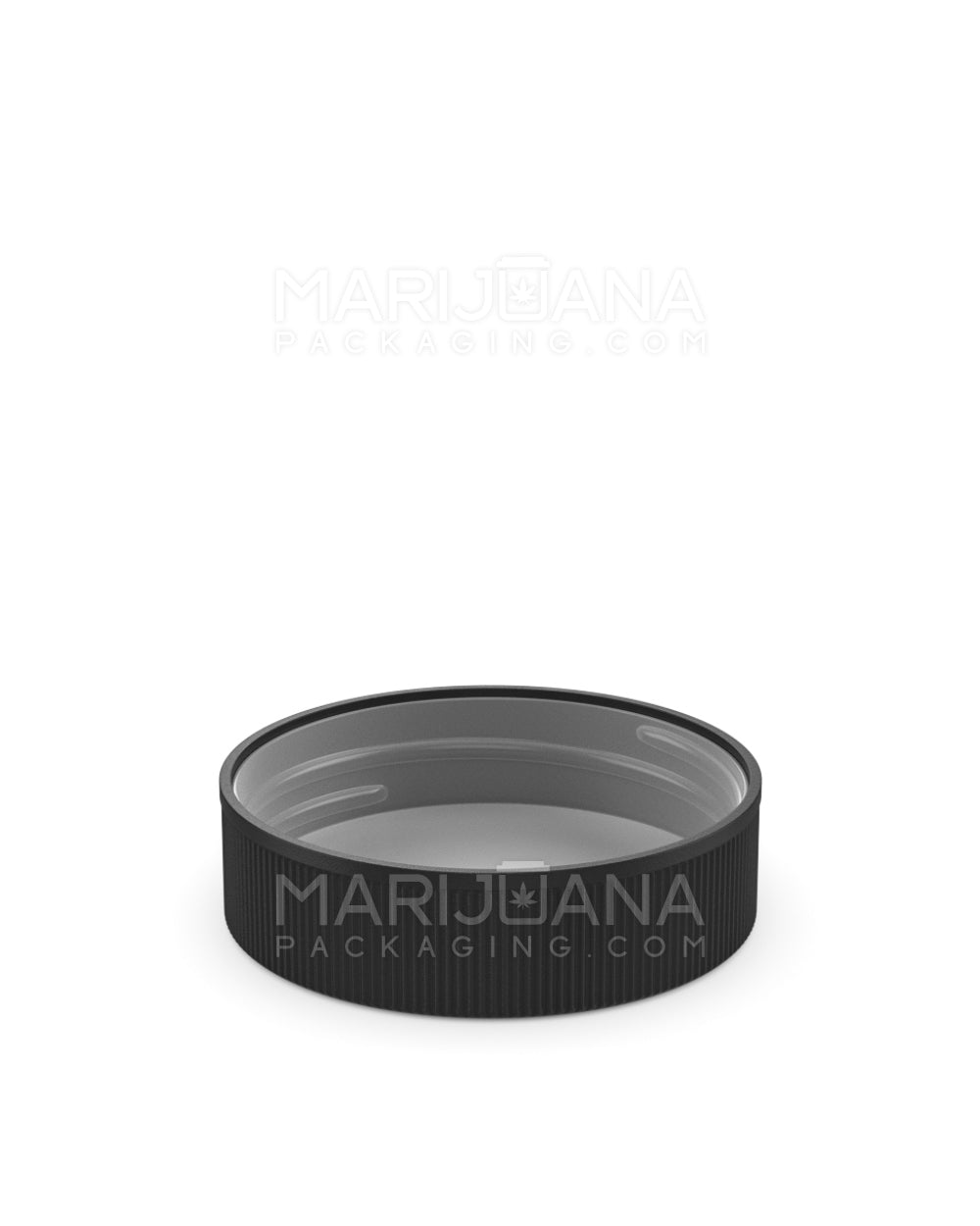 Child Resistant | Ribbed Push Down & Turn Plastic Caps w/ Foam Liner | 53mm - Semi Gloss Black - 120 Count
