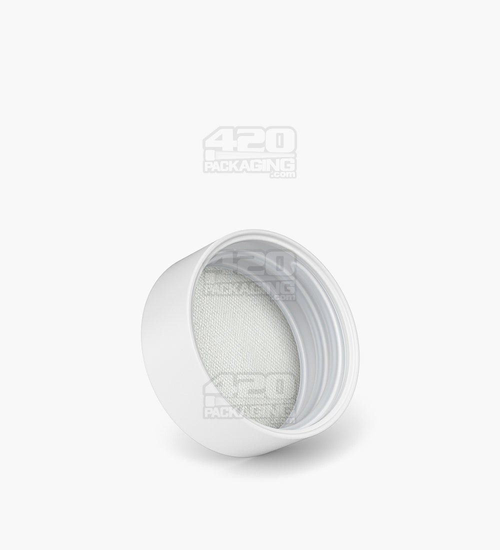 Child Resistant | Smooth Push Down & Turn Plastic Caps w/ Foil & Heat Liner | 38mm - Matte White - 320 Count