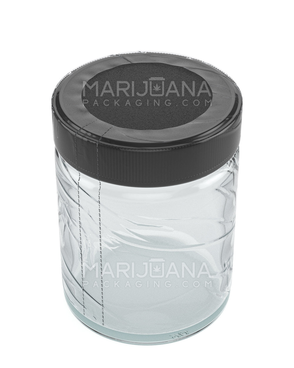 clear shrink wrap sheet shrunken around a jar top view