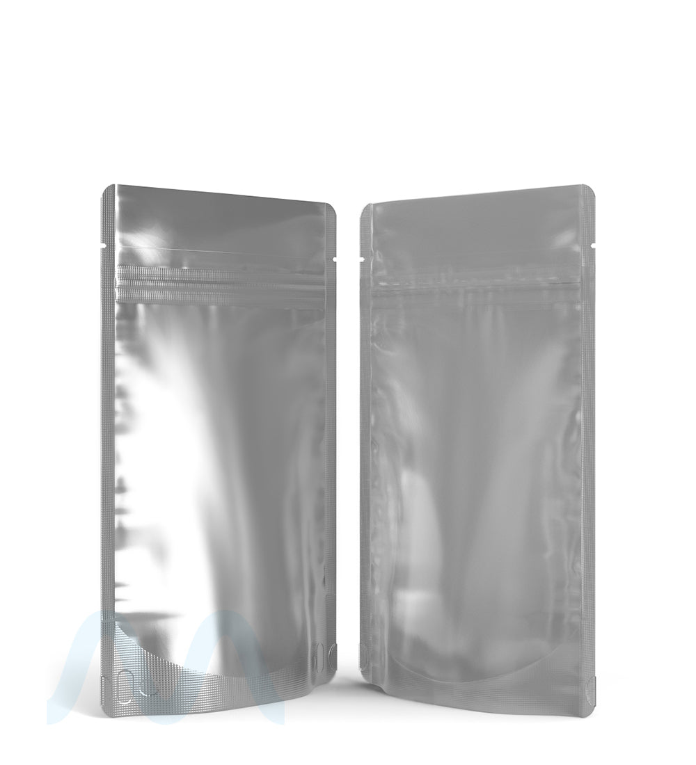 Tamper Evident | Matte Silver Vista PCR Mylar Bags (Tear Notch) | 4in x 6.5in - 7g - 1000 Count