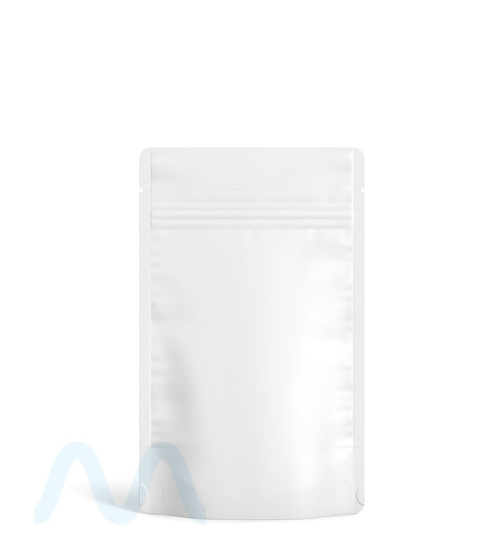 Tamper Evident Matte White Vista PCR Mylar Bags (Tear Notch) | 4in x 6.5in - 7g | Sample