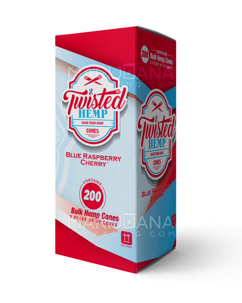 TWISTED HEMP | King Size Bulk Hemp Pre-Rolled Cones | 109mm - Raspberry Cherry - 200 Count