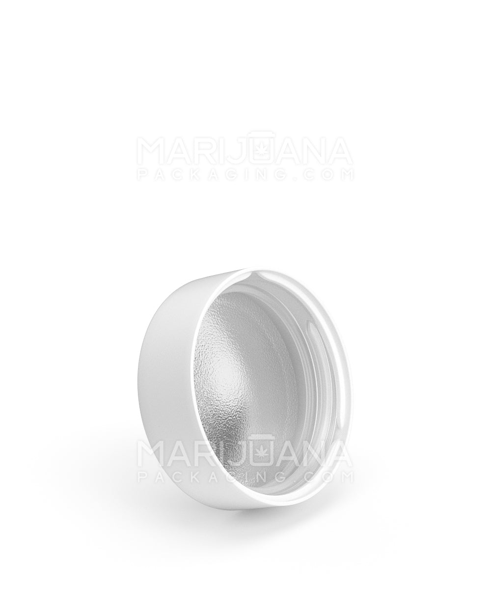 Child Resistant | Smooth Push Down & Turn Plastic No Text Caps w/ Foil Liner | 38mm - Matte White - 320 Count