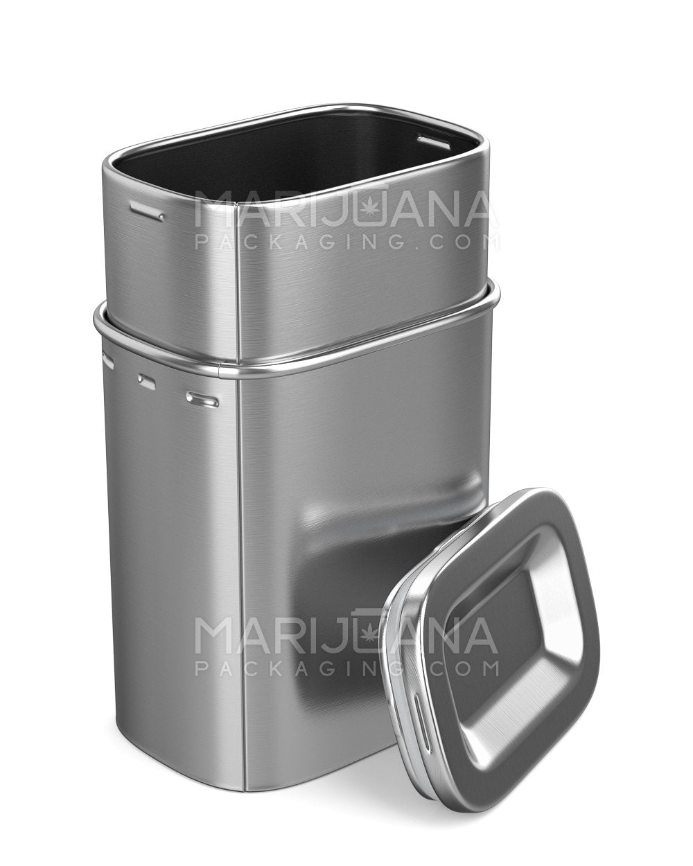 Child Resistant & Sustainable 100% Recyclable PushTin Large Container | 4oz - Silver Tin | Sample