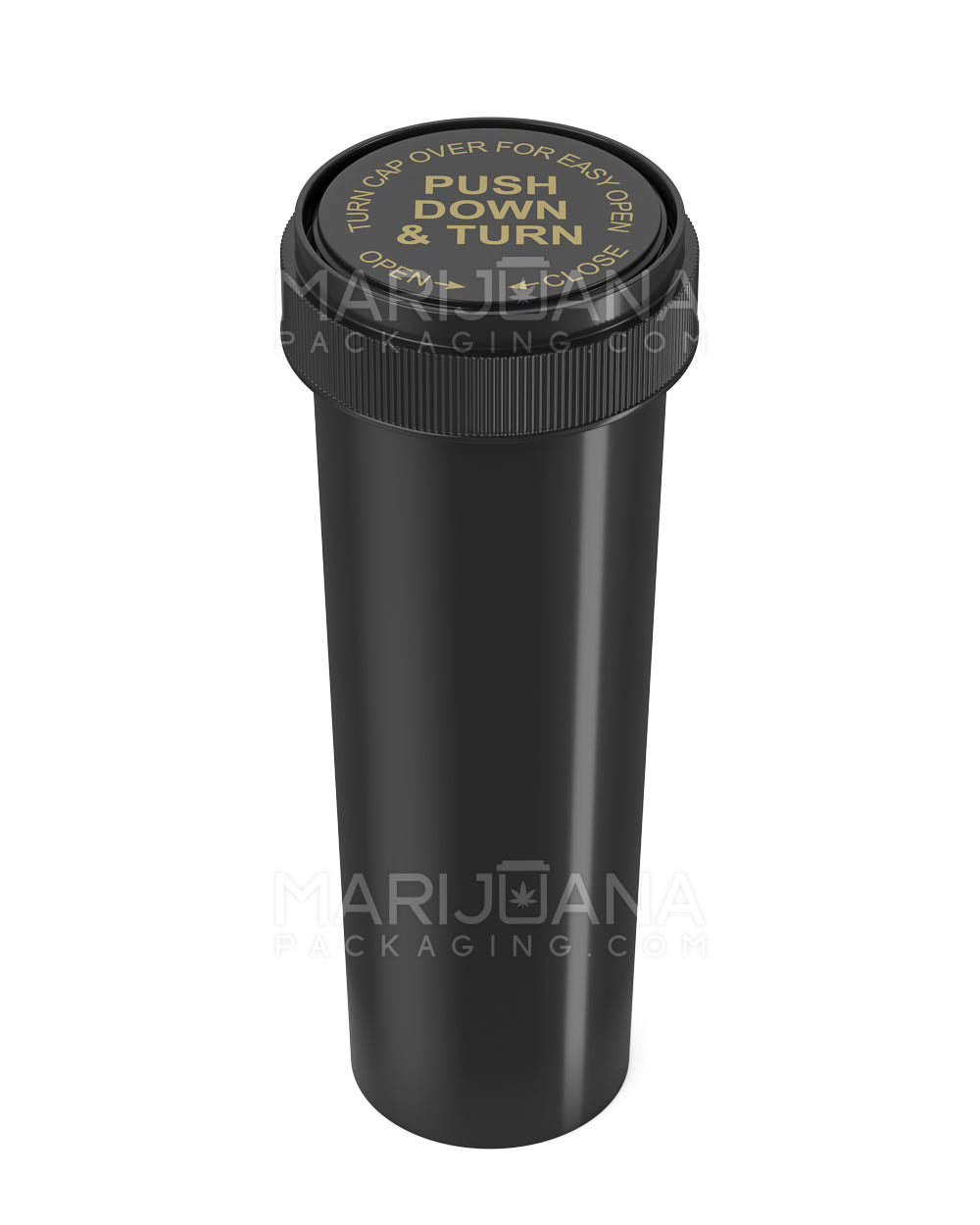 Black plastic tube showing the cap top and side