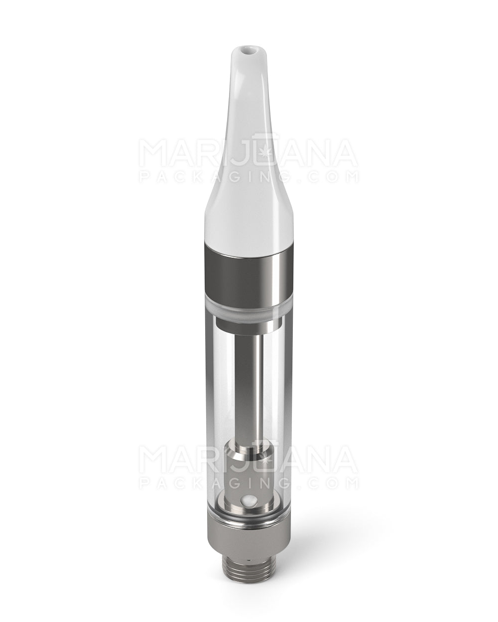Ceramic Core Glass Vape Cartridge with Flat White Plastic Mouthpiece | 1mL - Press On - 100 Count - 3
