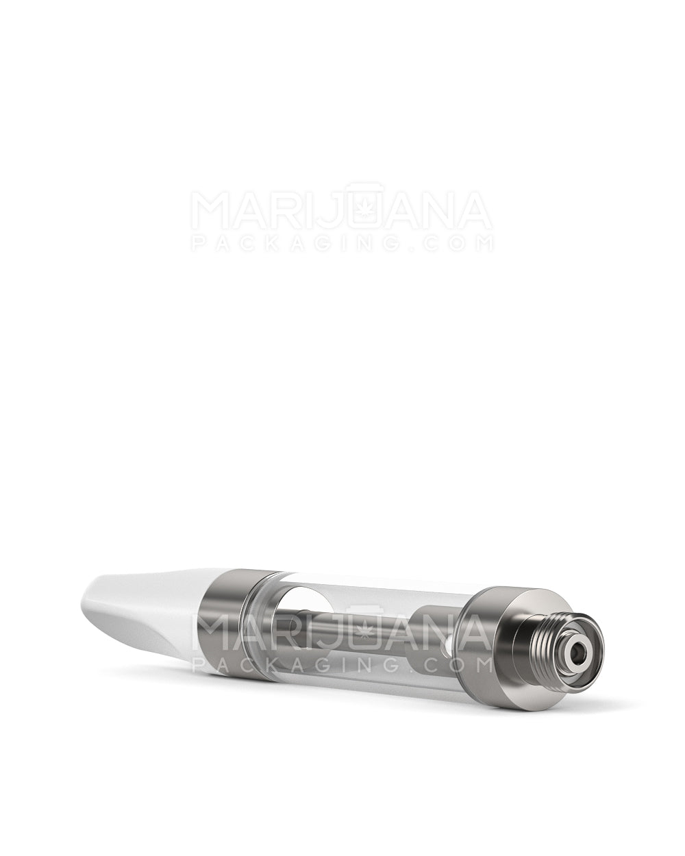 Ceramic Core Glass Vape Cartridge with Flat White Plastic Mouthpiece | 1mL - Press On - 100 Count - 7