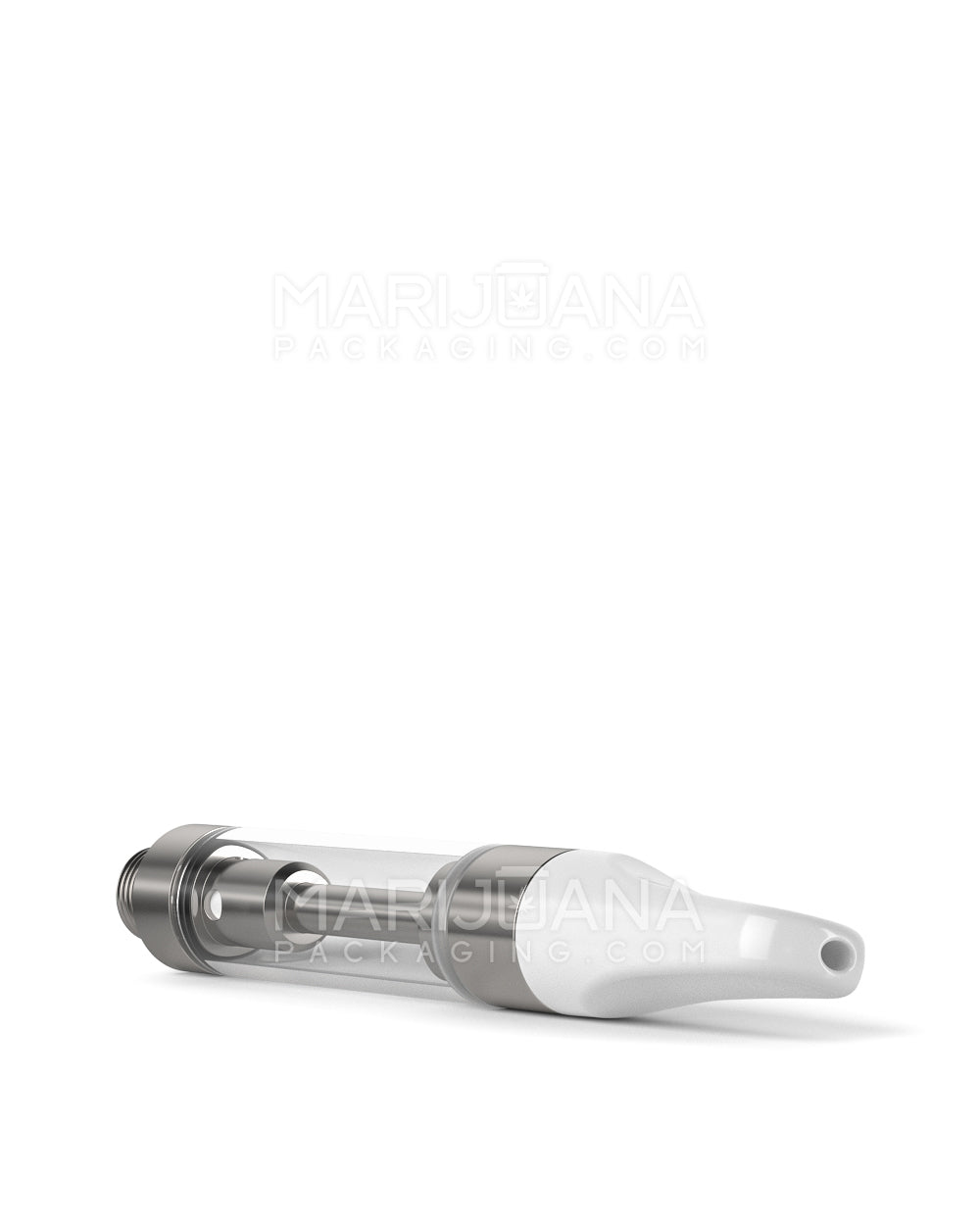 Ceramic Core Glass Vape Cartridge with Flat White Plastic Mouthpiece | 1mL - Press On - 100 Count - 6