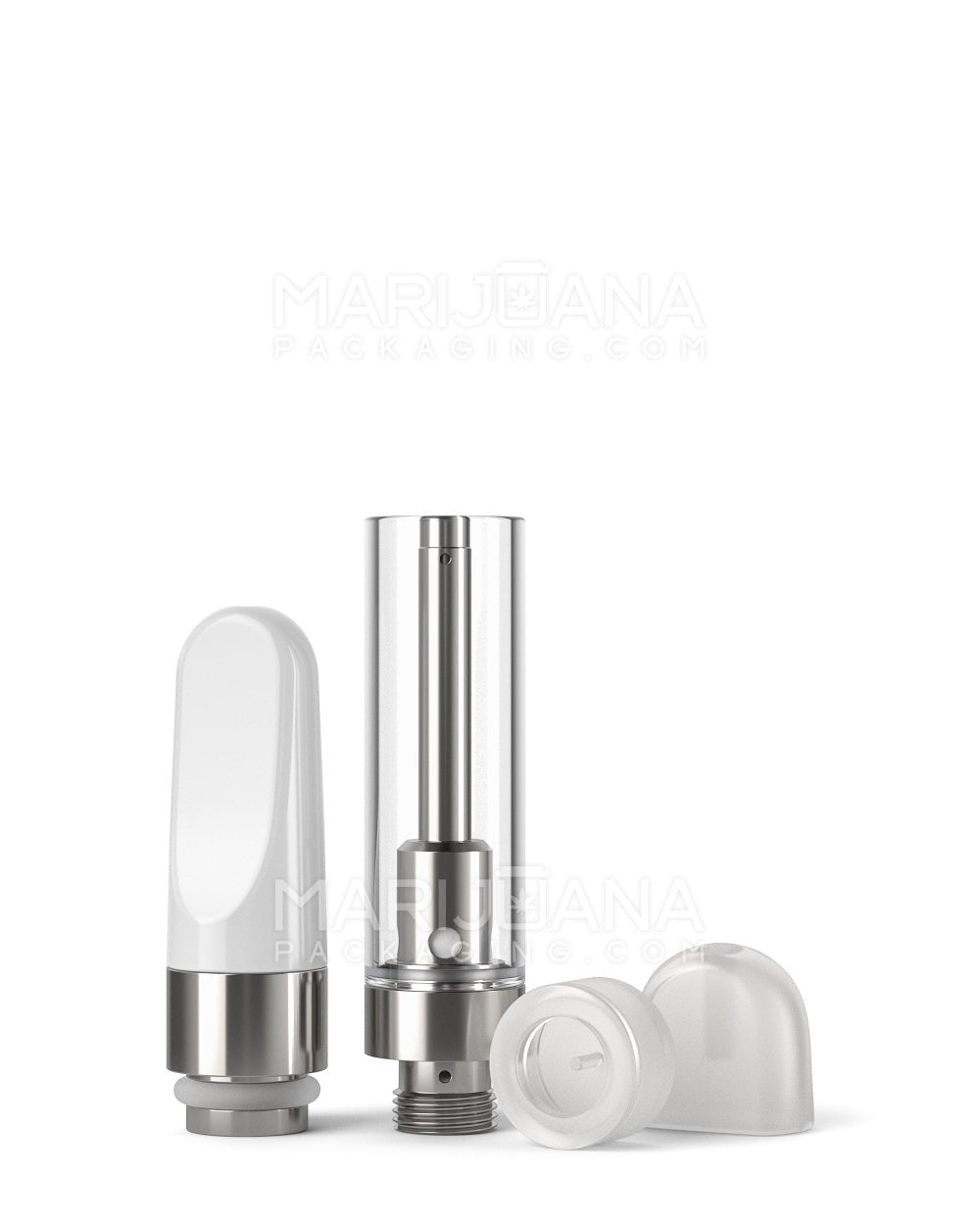 Ceramic Core Glass Vape Cartridge with Flat White Plastic Mouthpiece | 1mL - Press On - 100 Count - 4