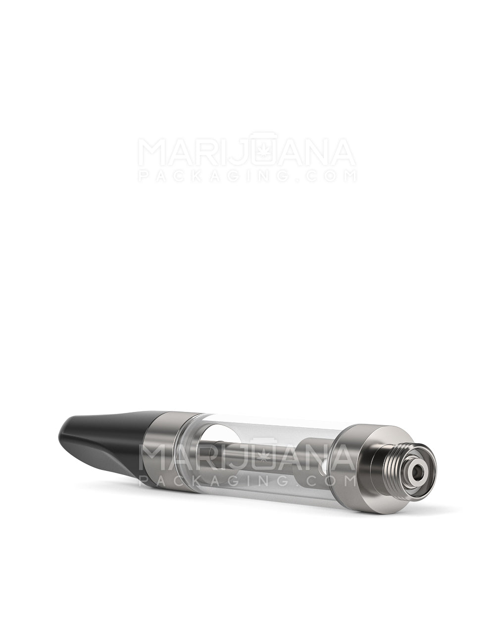 Ceramic Core Glass Vape Cartridge with Flat Black Plastic Mouthpiece | 1mL - Press On - 100 Count - 6
