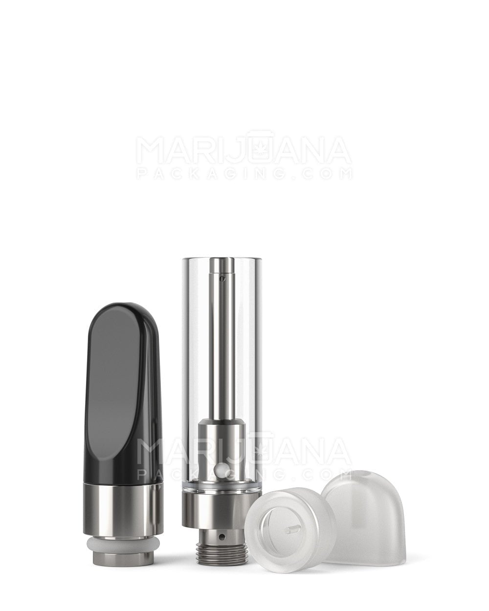 Ceramic Core Glass Vape Cartridge with Flat Black Plastic Mouthpiece | 1mL - Press On - 100 Count - 4