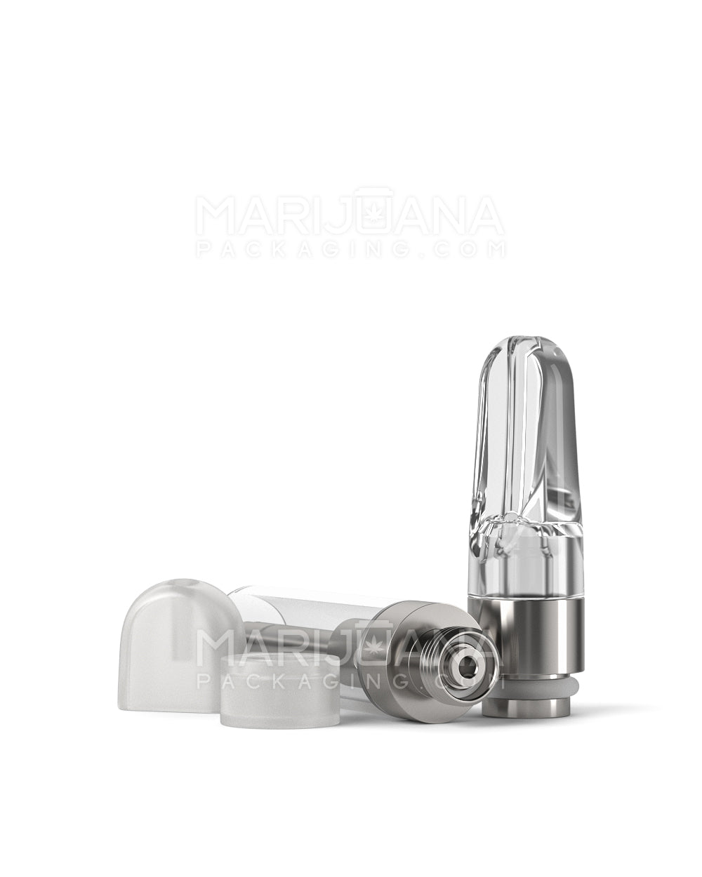 Ceramic Core Glass Vape Cartridge with Flat Clear Plastic Mouthpiece | 1mL - Press On - 100 Count - 5