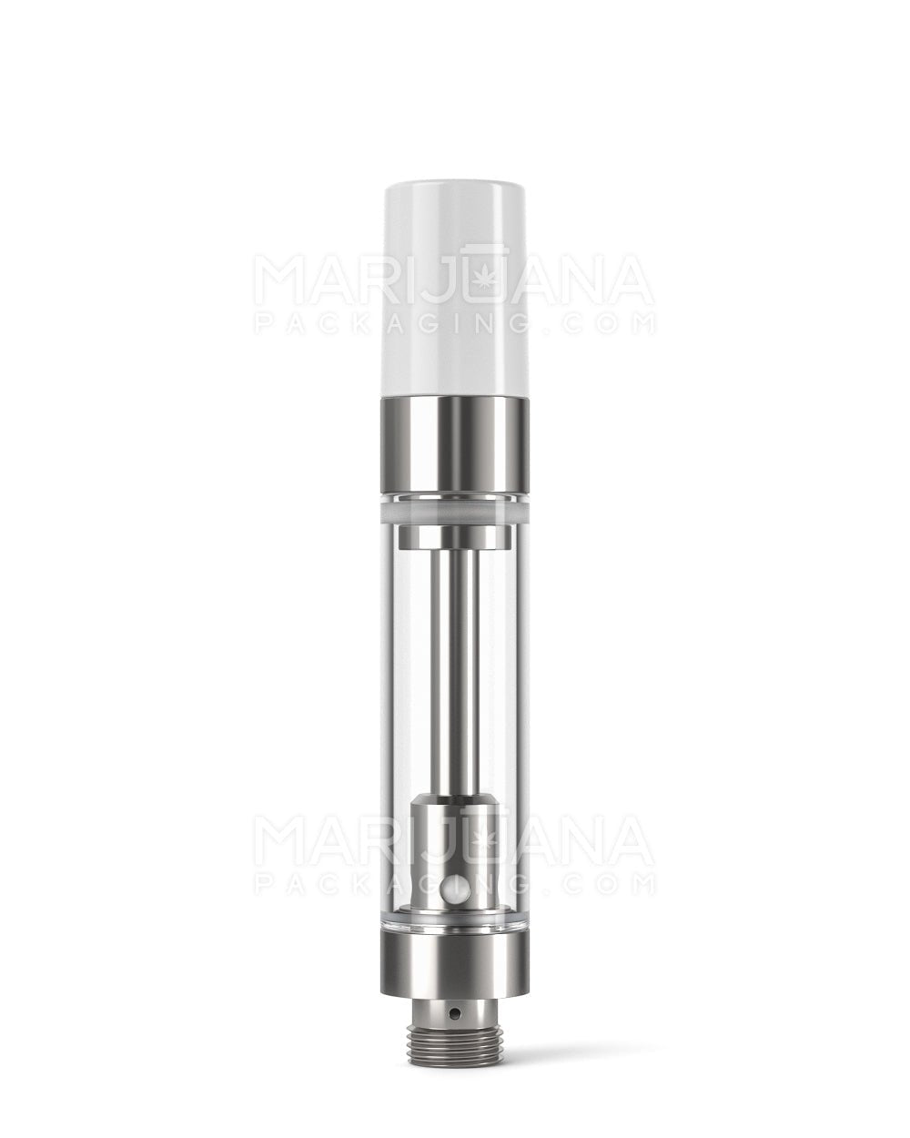 Ceramic Core Glass Vape Cartridge with Round White Plastic Mouthpiece | 1mL - Press On - 100 Count - 1