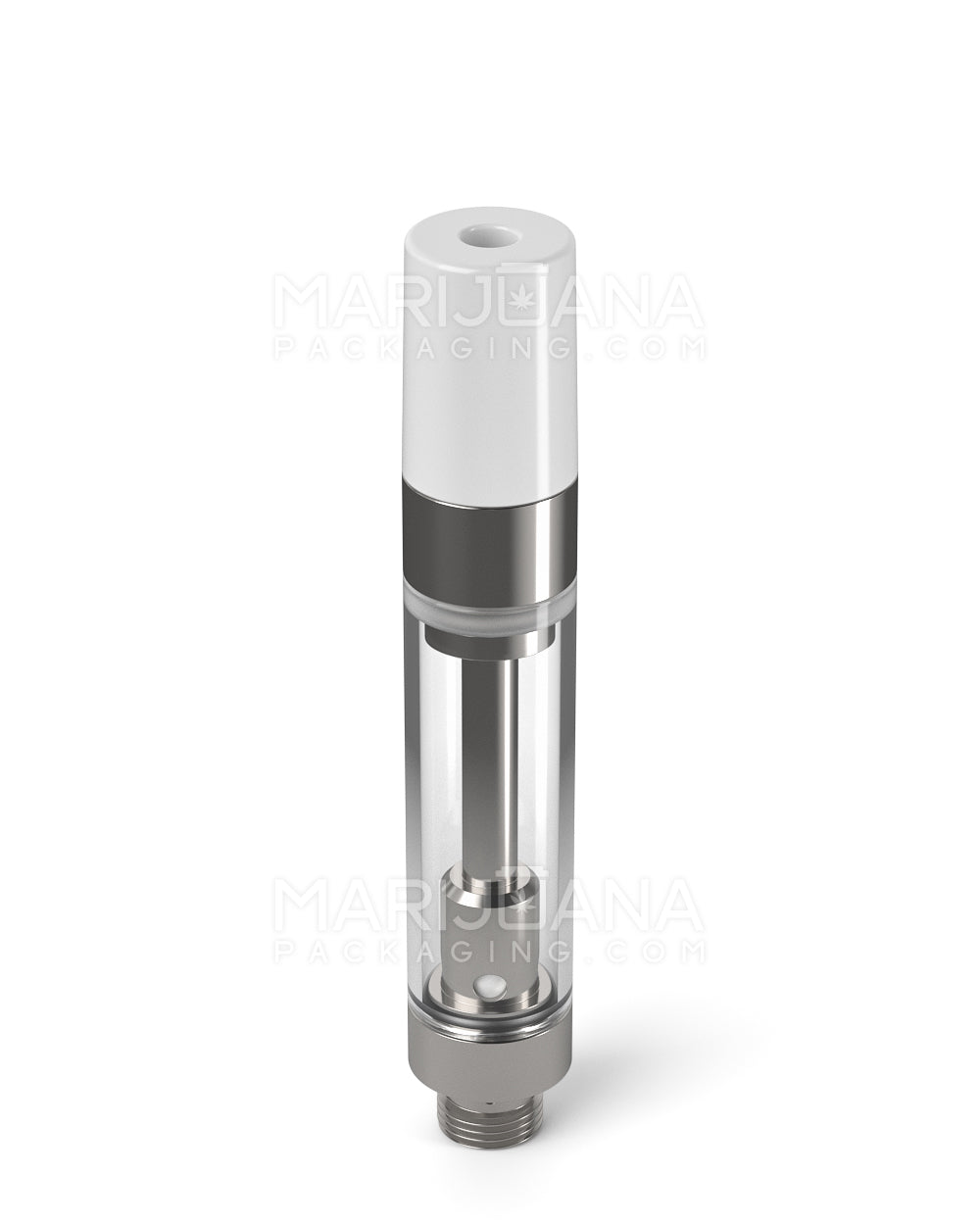 Ceramic Core Glass Vape Cartridge with Round White Plastic Mouthpiece | 1mL - Press On - 100 Count - 3