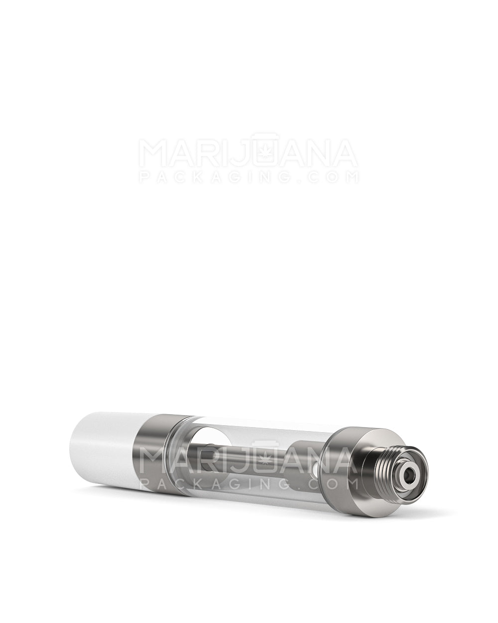 Ceramic Core Glass Vape Cartridge with Round White Plastic Mouthpiece | 1mL - Press On - 100 Count - 6