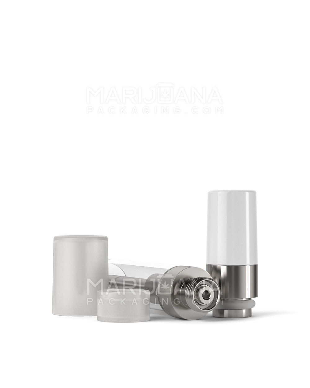 Ceramic Core Glass Vape Cartridge with Round White Plastic Mouthpiece | 1mL - Press On - 100 Count - 5