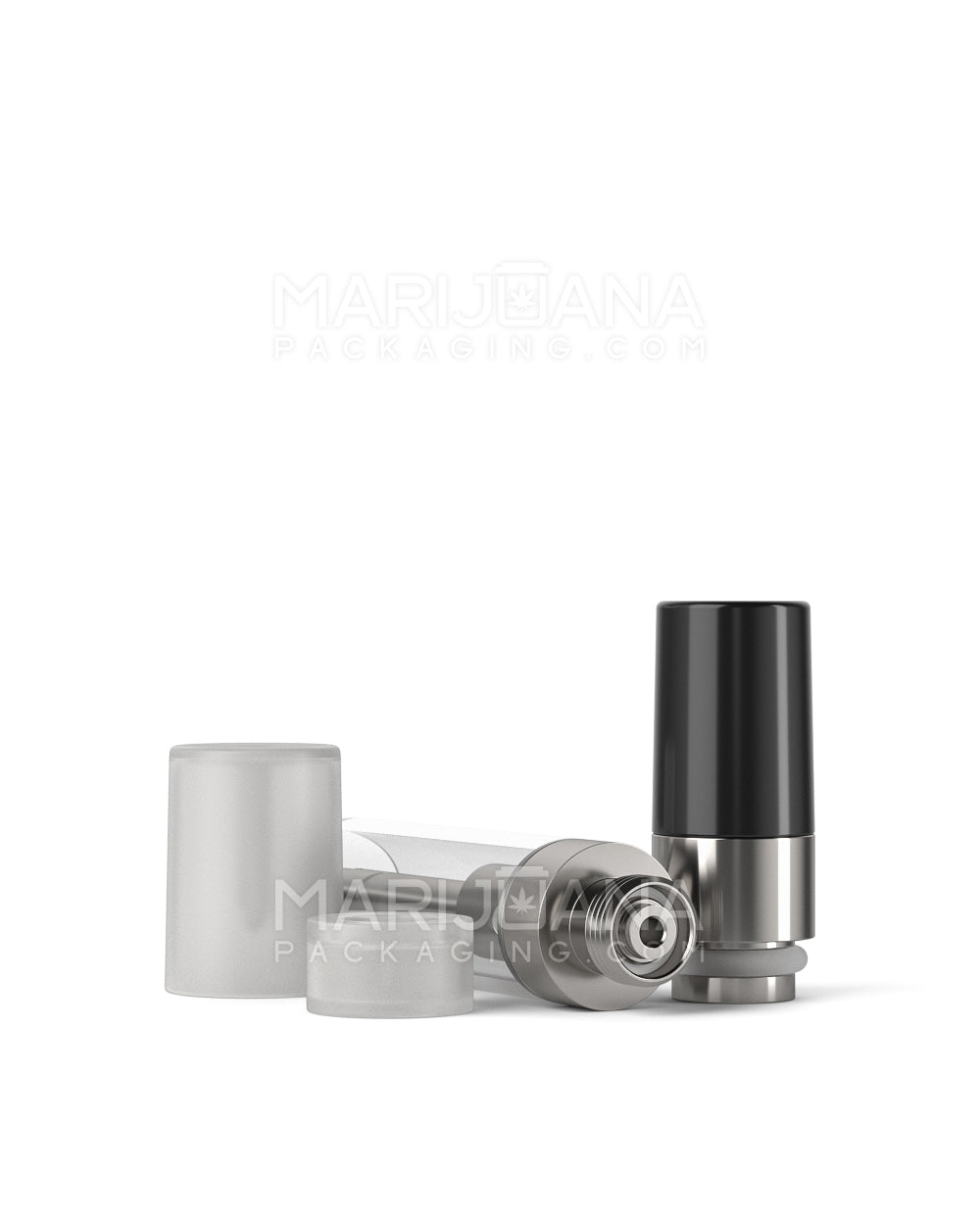 Ceramic Core Glass Vape Cartridge with Round Black Plastic Mouthpiece | 1mL - Press On - 100 Count - 5