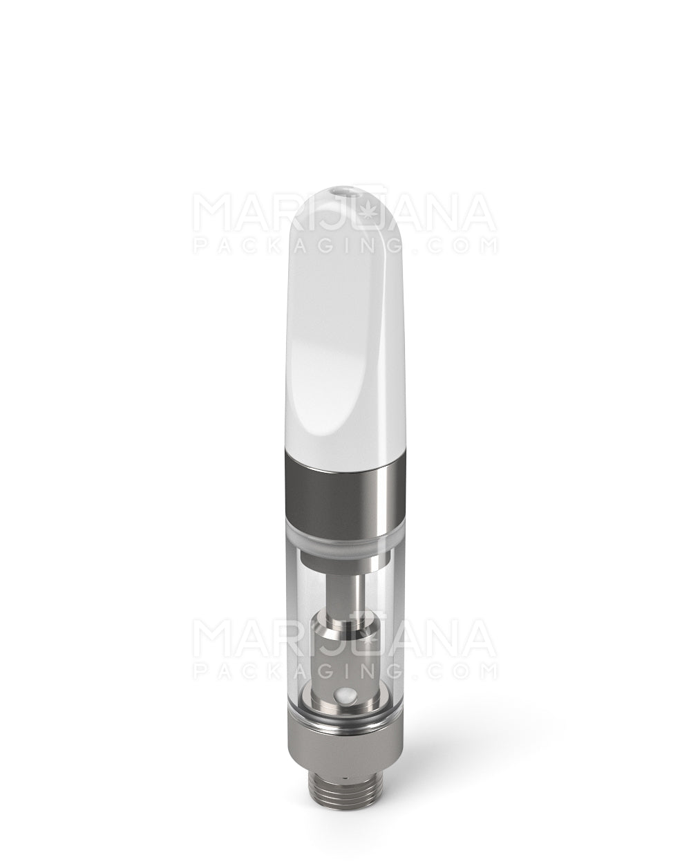 Ceramic Core Glass Vape Cartridge with Flat White Plastic Mouthpiece | 0.5mL - Press On - 100 Count - 3
