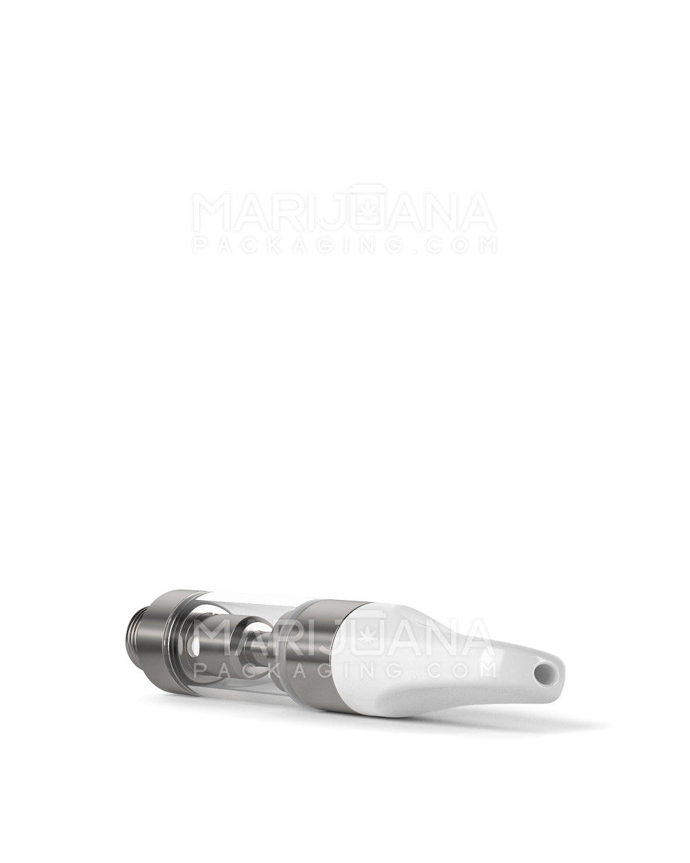 Ceramic Core Glass Vape Cartridge with Flat White Plastic Mouthpiece | 0.5mL - Press On - 100 Count - 6