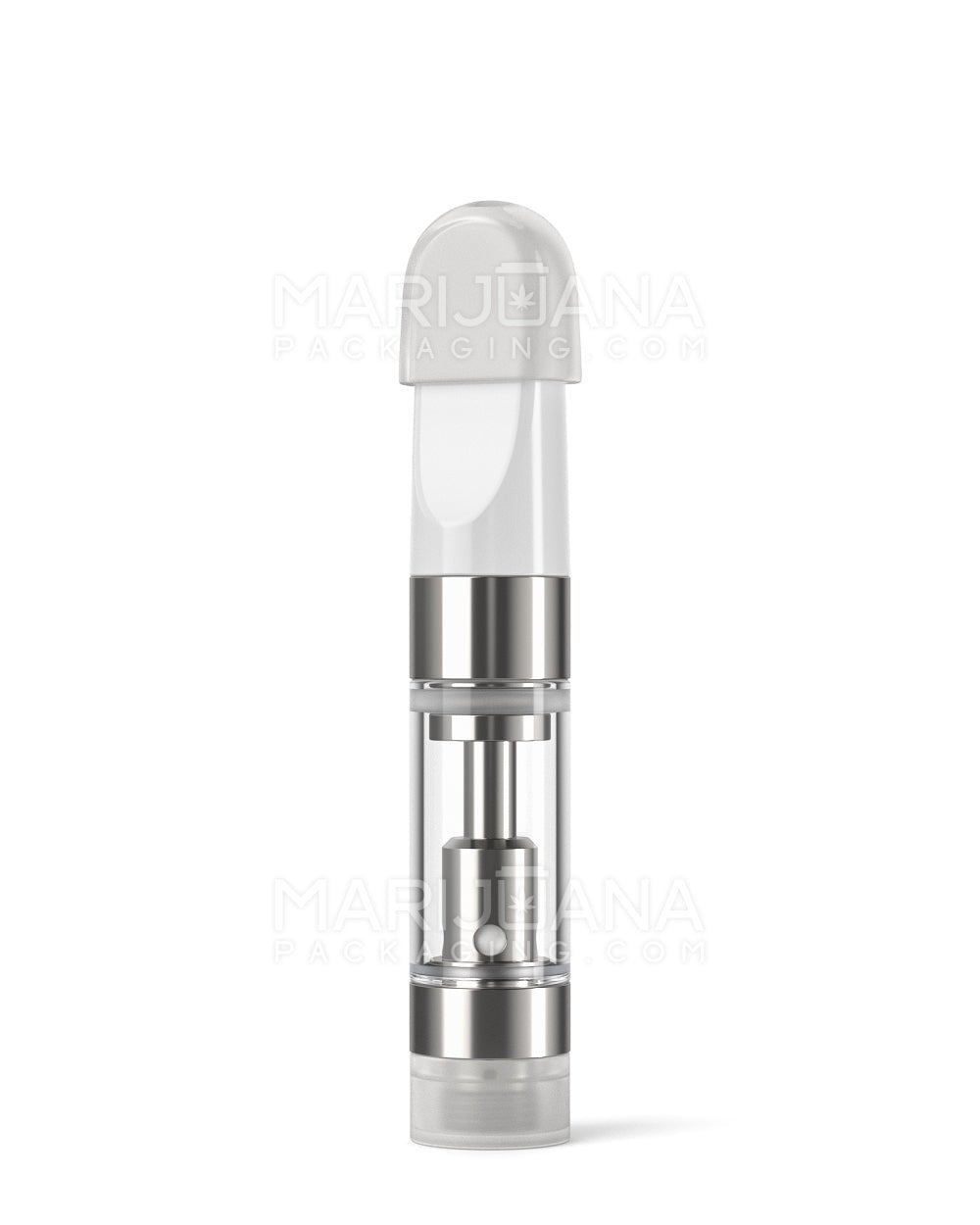 Ceramic Core Glass Vape Cartridge with Flat White Plastic Mouthpiece | 0.5mL - Press On - 100 Count - 9