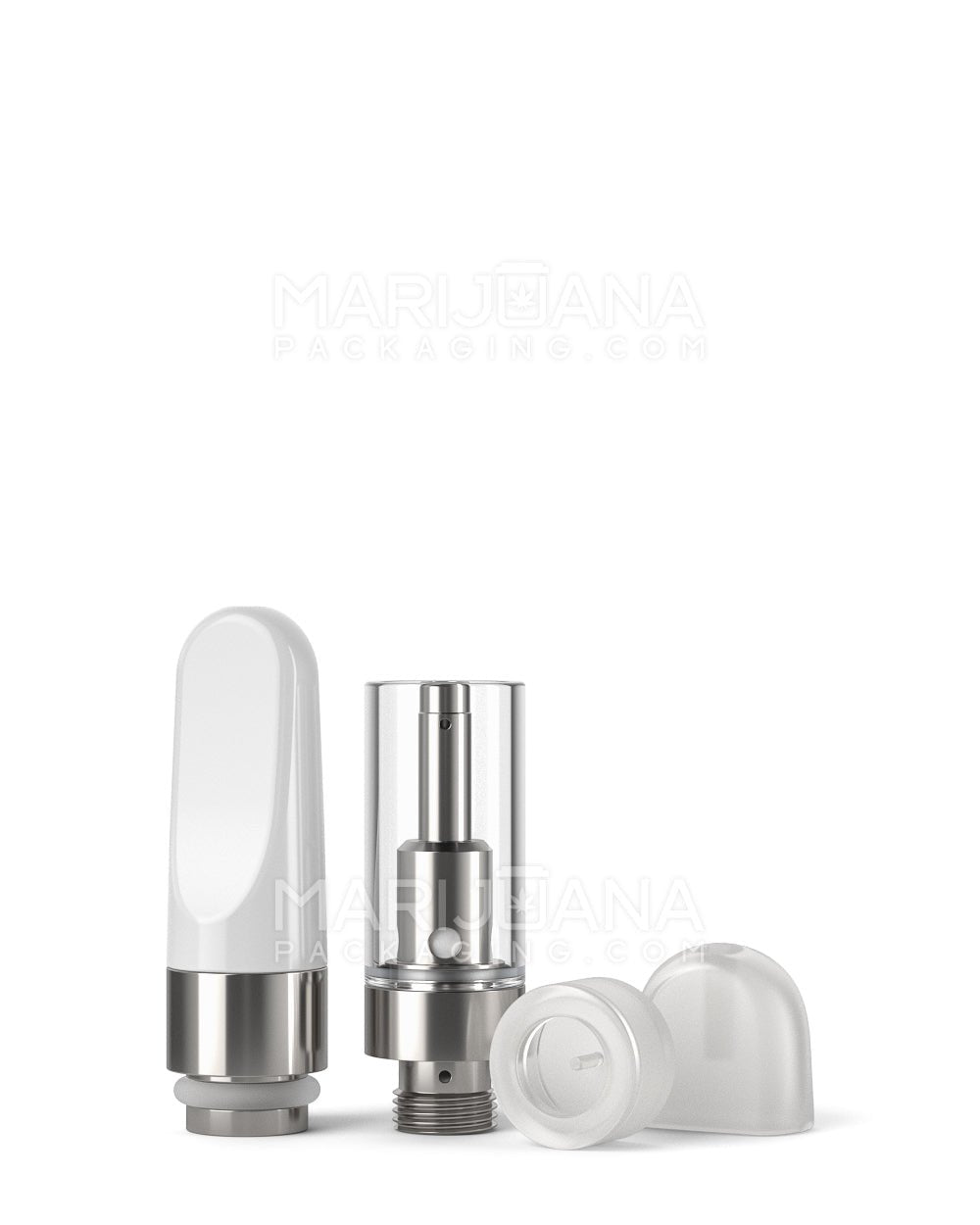 Ceramic Core Glass Vape Cartridge with Flat White Plastic Mouthpiece | 0.5mL - Press On - 100 Count - 4