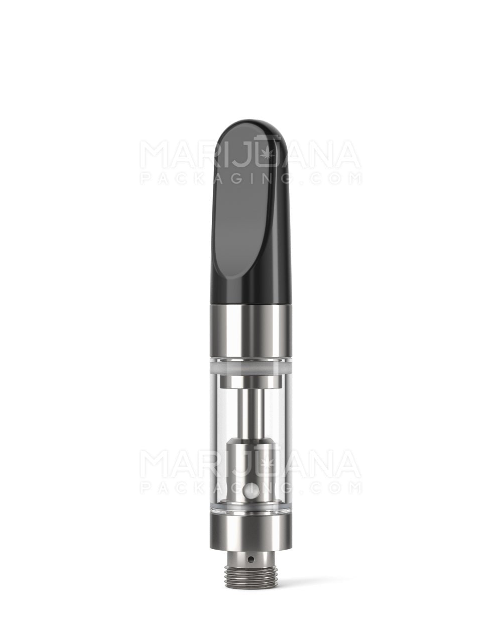 Ceramic Core Glass Vape Cartridge with Flat Black Plastic Mouthpiece | 0.5mL - Press On - 100 Count - 1