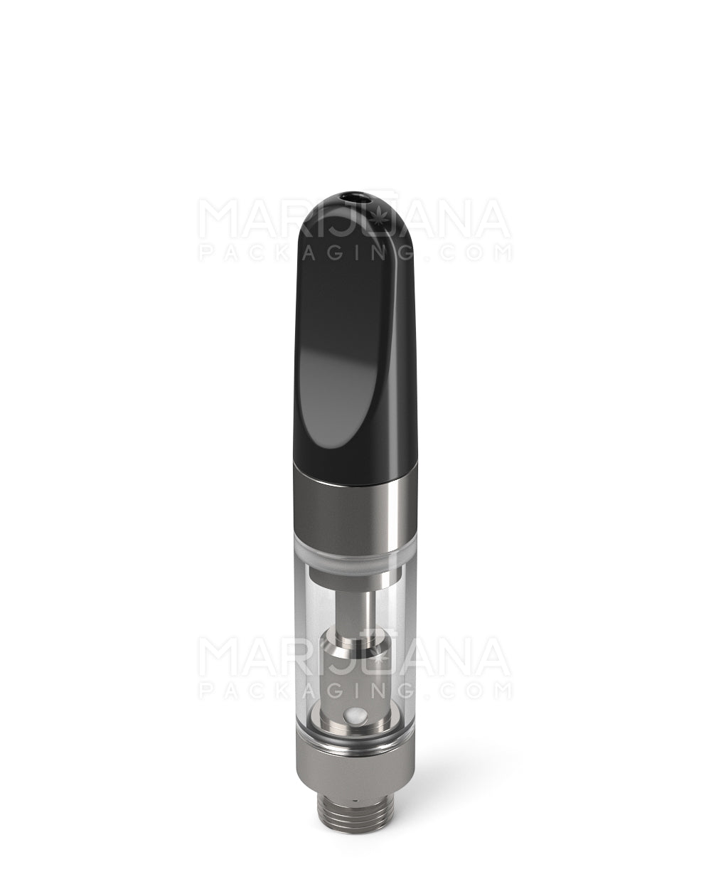 Ceramic Core Glass Vape Cartridge with Flat Black Plastic Mouthpiece | 0.5mL - Press On - 100 Count - 3