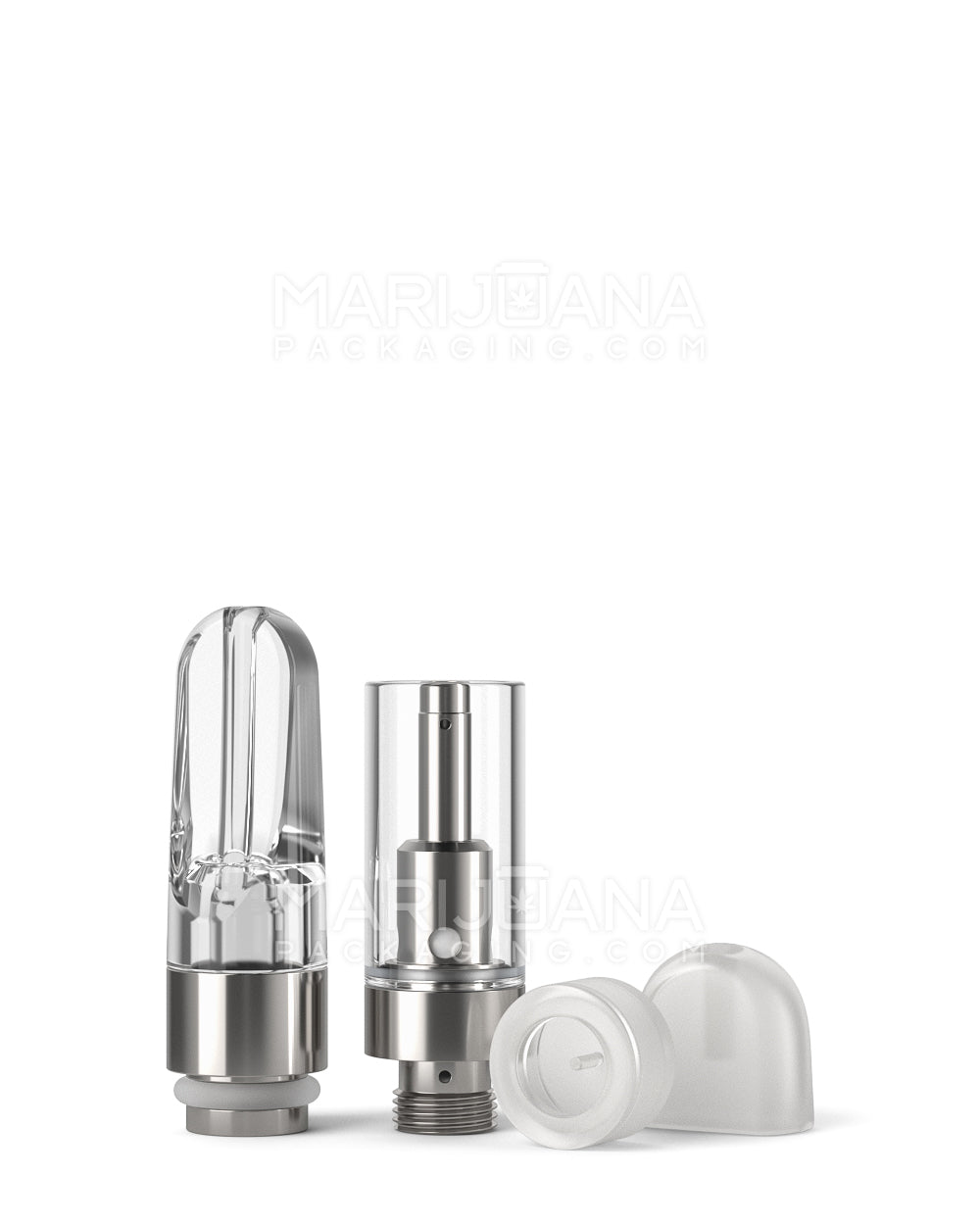 Ceramic Core Glass Vape Cartridge with Flat Clear Plastic Mouthpiece | 0.5mL - Press On - 100 Count - 4