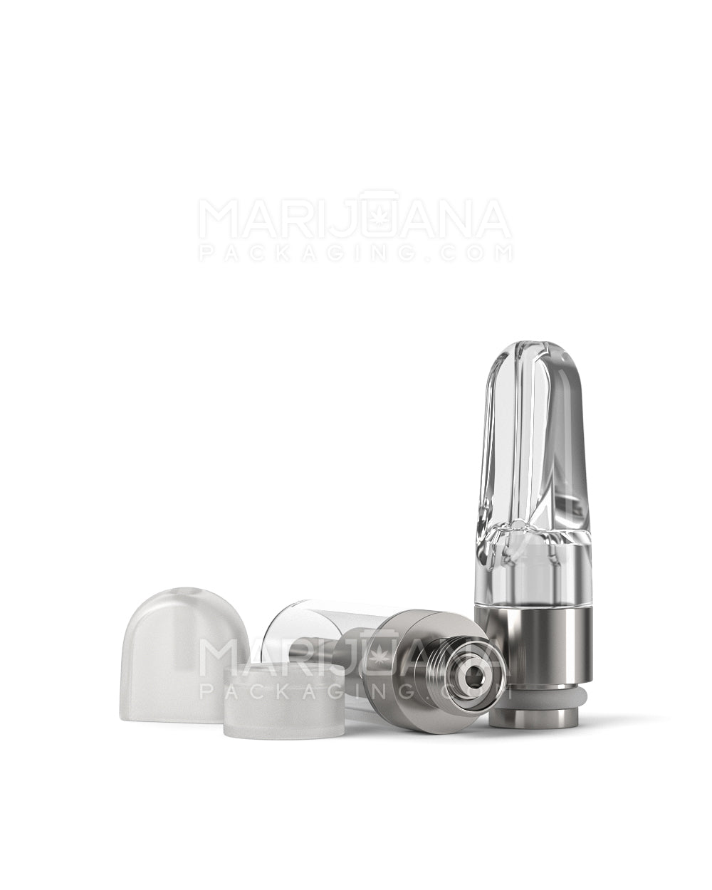 Ceramic Core Glass Vape Cartridge with Flat Clear Plastic Mouthpiece | 0.5mL - Press On - 100 Count - 5