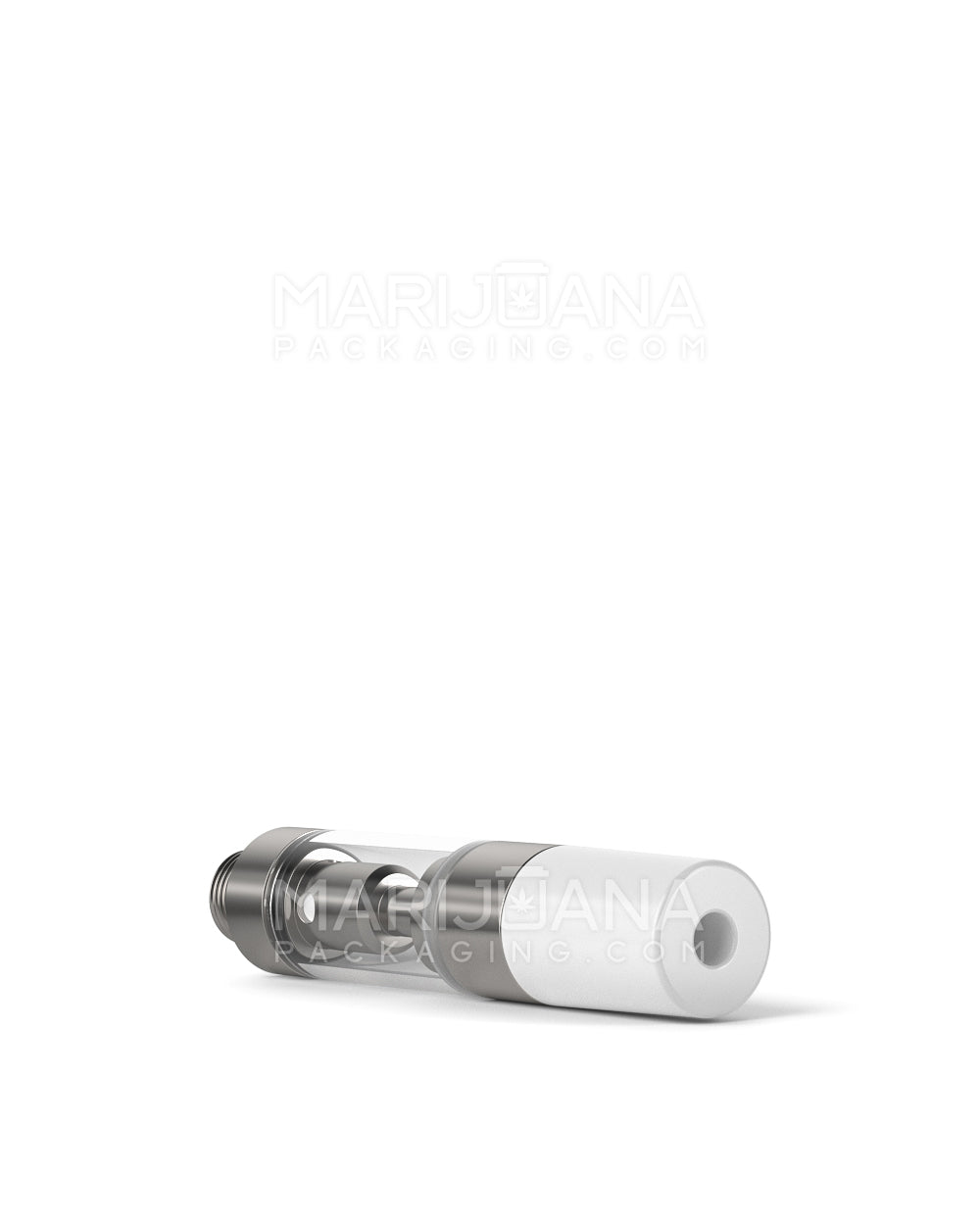 Ceramic Core Glass Vape Cartridge with Round White Plastic Mouthpiece | 0.5mL - Press On - 100 Count - 6