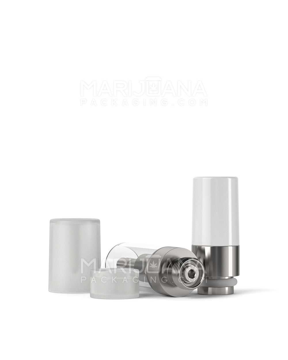 Ceramic Core Glass Vape Cartridge with Round White Plastic Mouthpiece | 0.5mL - Press On - 100 Count - 5