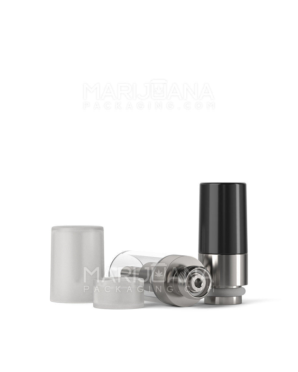 Ceramic Core Glass Vape Cartridge with Round Black Plastic Mouthpiece | 0.5mL - Press On - 100 Count - 5