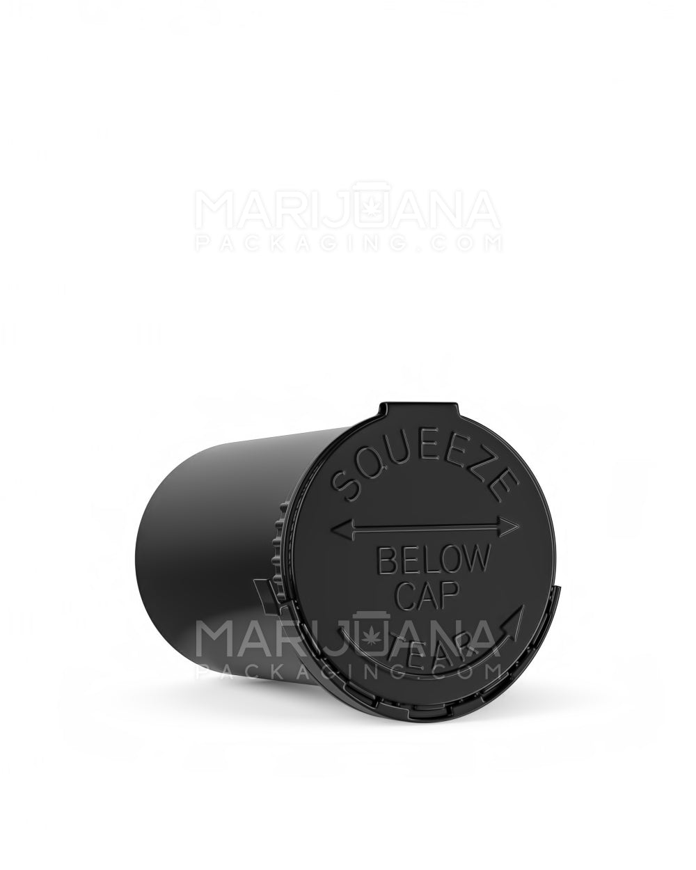 Child Resistant & Tamper Evident Opaque Black Pop Top Bottle - top view
