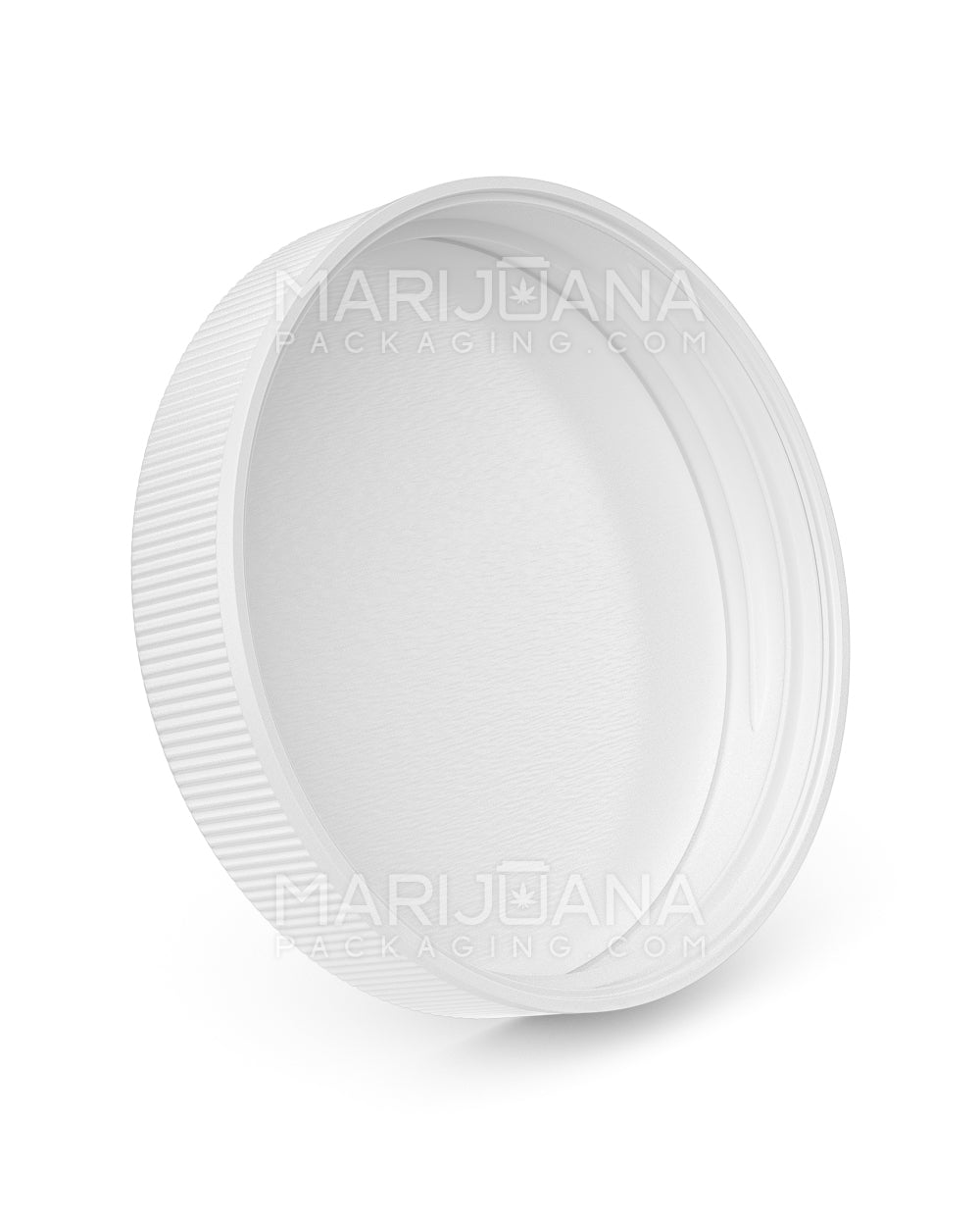 White plastic lid for jar underneath view