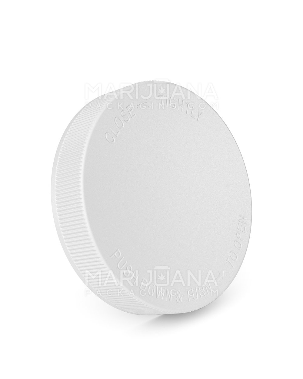 Child Resistant Ribbed Push Down & Turn Plastic Caps | 89mm - Semi Gloss White | Sample