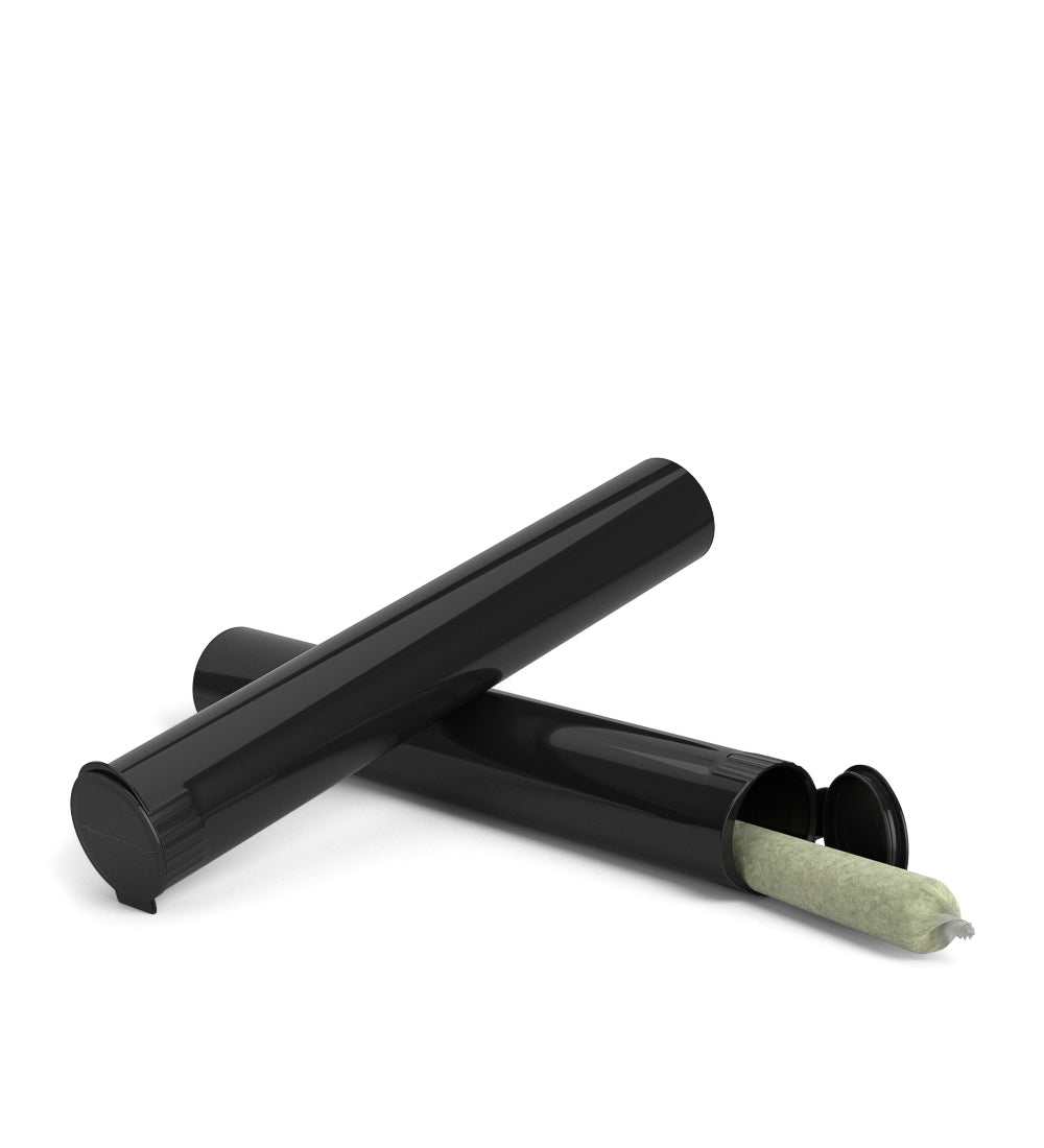 Child Resistant | King Size Pop Top Opaque Plastic USA Pre-Roll Tubes (Open) | 116mm - Black - 1000 Count