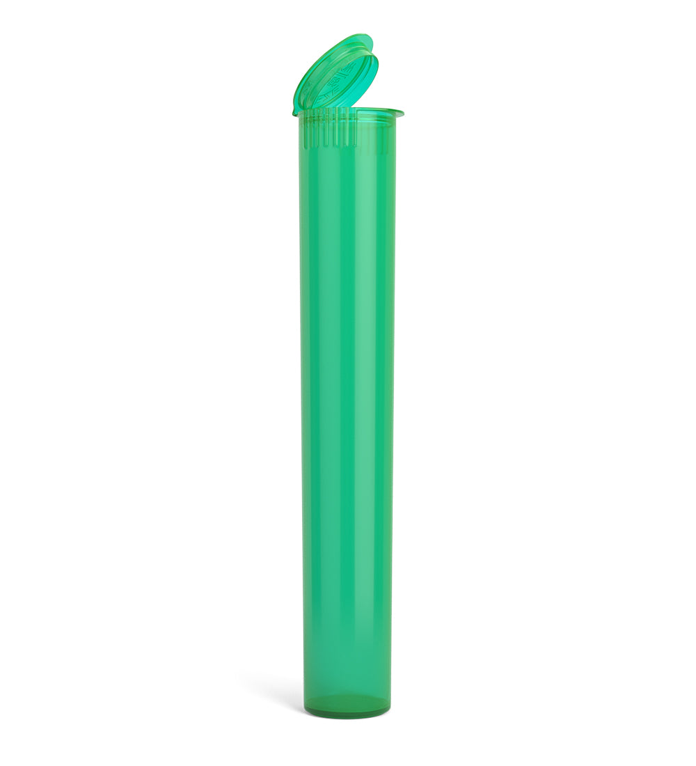 Child Resistant | King Size Pop Top Translucent Plastic Pre-Roll Tubes | 116mm - Green - 1000 Count