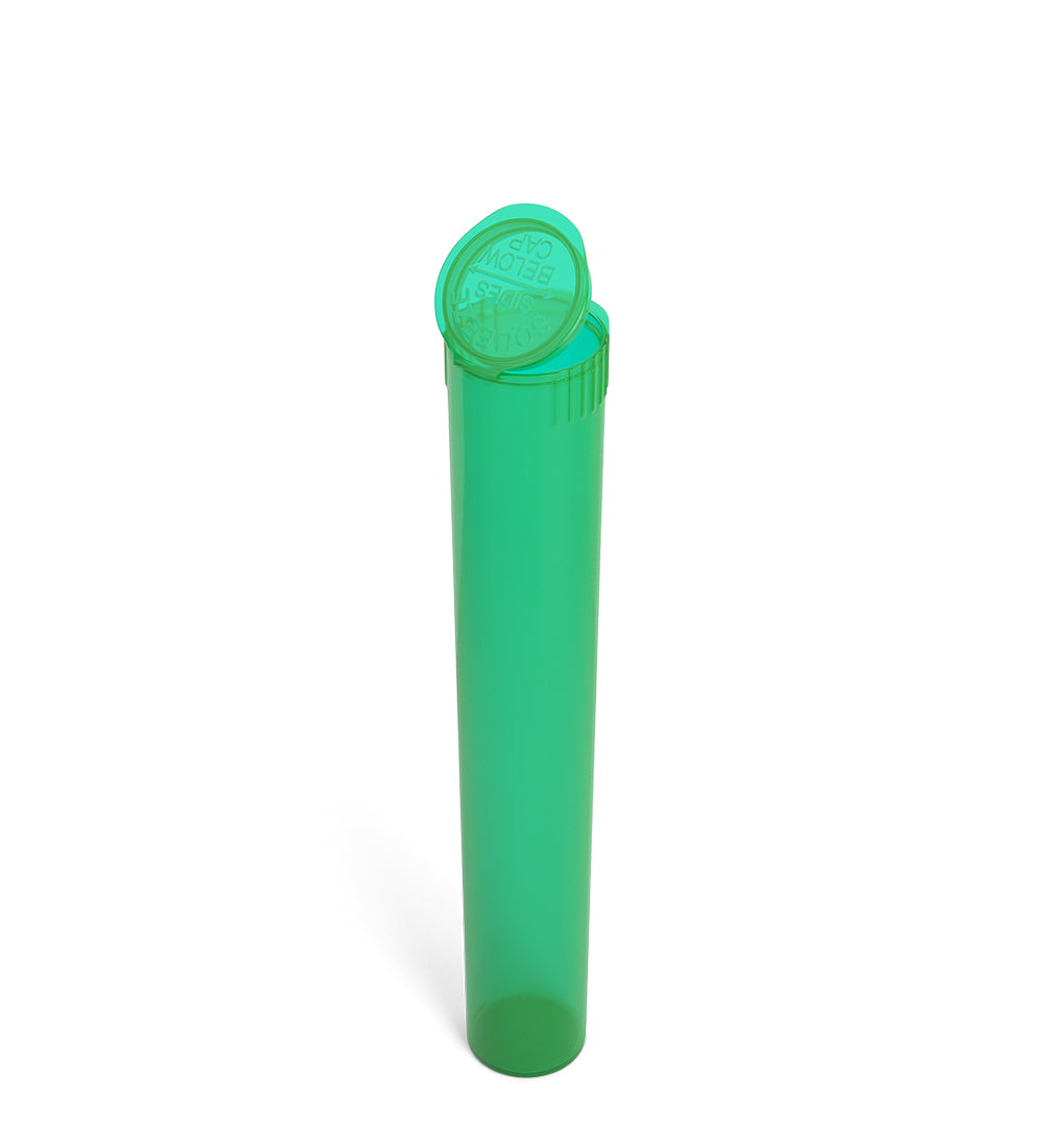 Child Resistant | King Size Pop Top Translucent Plastic Pre-Roll Tubes | 116mm - Green - 1000 Count