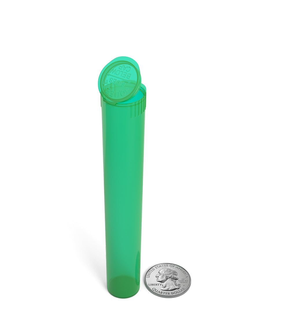 Child Resistant | King Size Pop Top Translucent Plastic Pre-Roll Tubes | 116mm - Green - 1000 Count