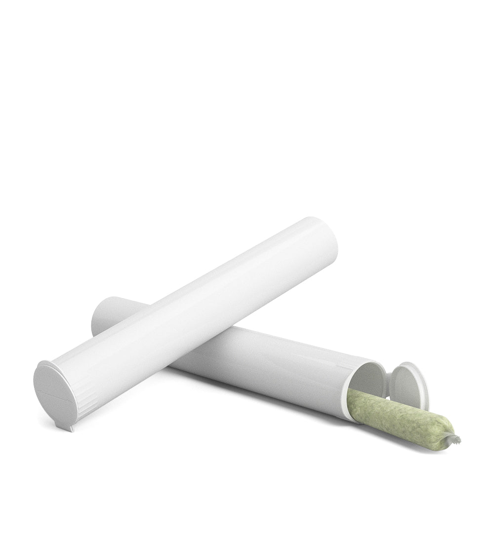 Child Resistant | King Size Pop Top Opaque Plastic USA Pre-Roll Tubes (Open) | 116mm - White - 1000 Count