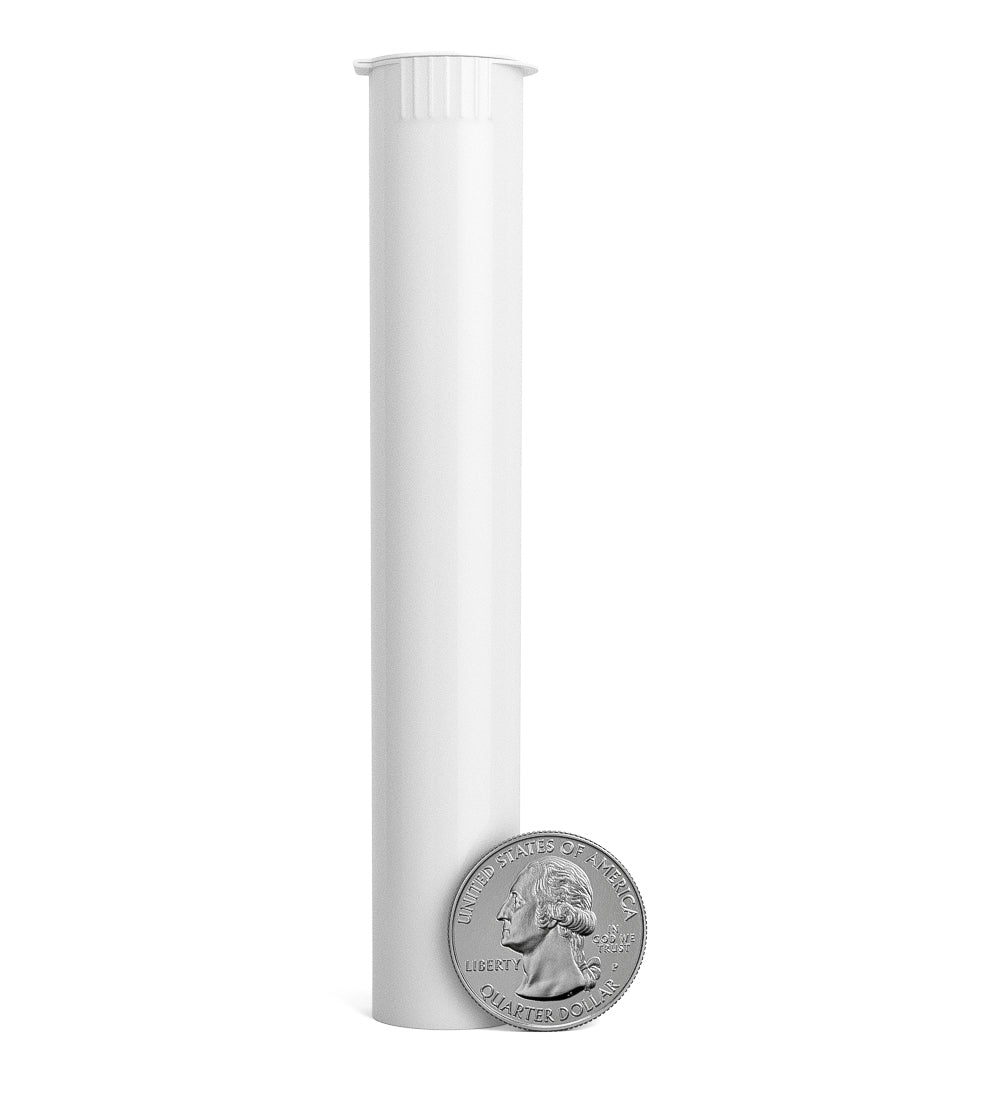 Child Resistant | King Size Pop Top Opaque Plastic USA Pre-Roll Tubes (Open) | 116mm - White - 1000 Count