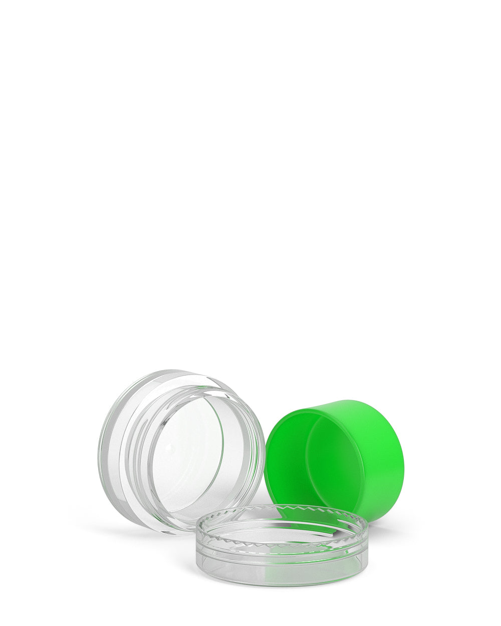 Clear Concentrate Containers w/ Screw Top Cap & Green Silicone Insert | 5mL - Plastic - 100 Count