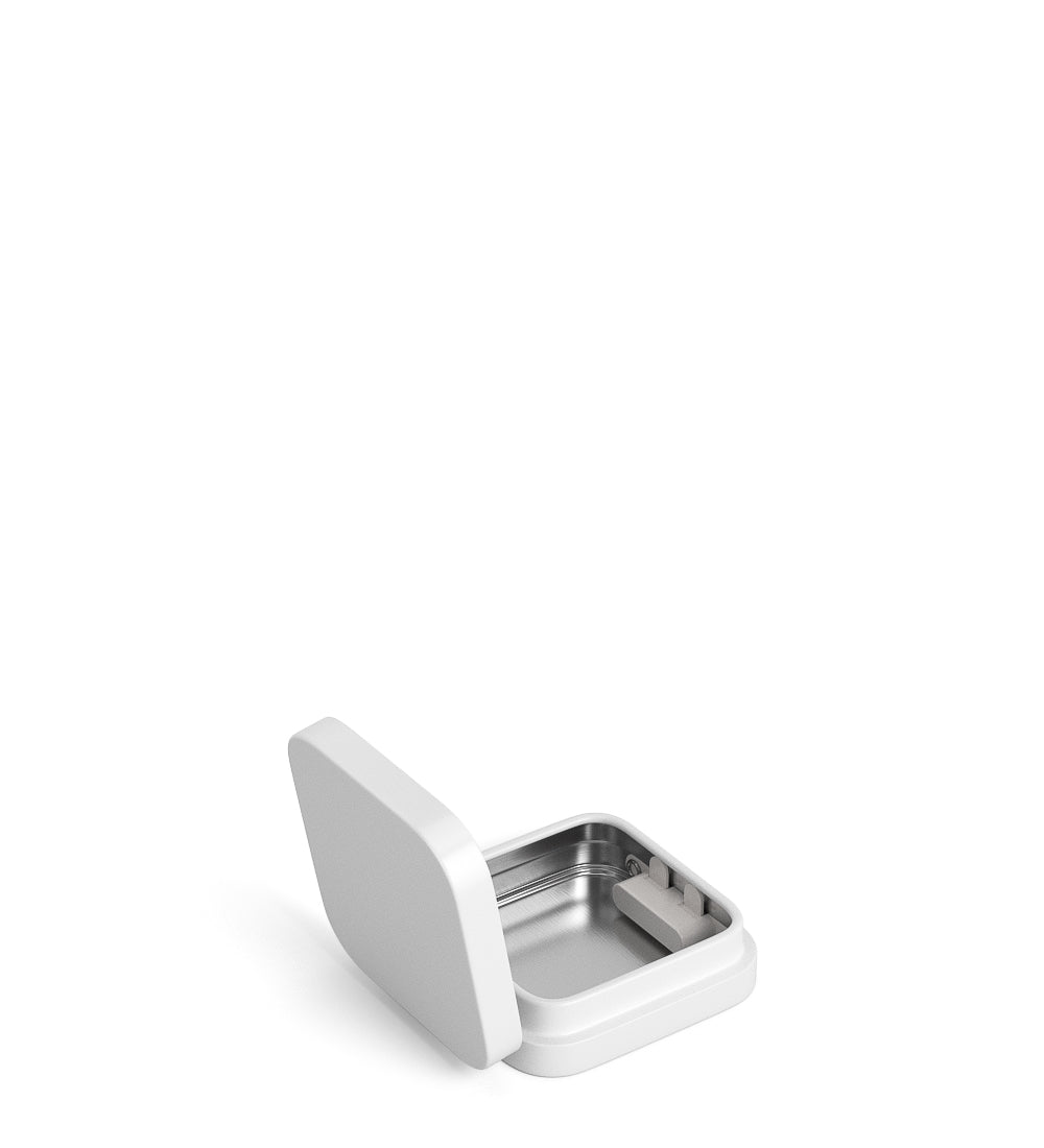 Child Resistant & Sustainable | Hinged-Lid Micro Pack Container | 50mm x 50mm - White Tin - 100 Count
