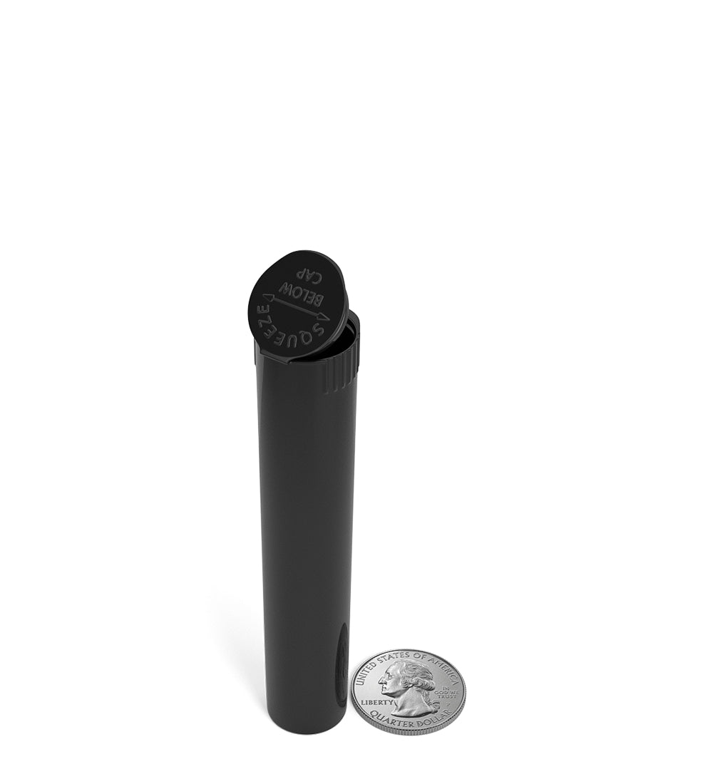 Child Resistant | Pop Top Opaque Plastic PCR Pre-Roll Tubes (Closed) | 95mm - Black - 1000 Count