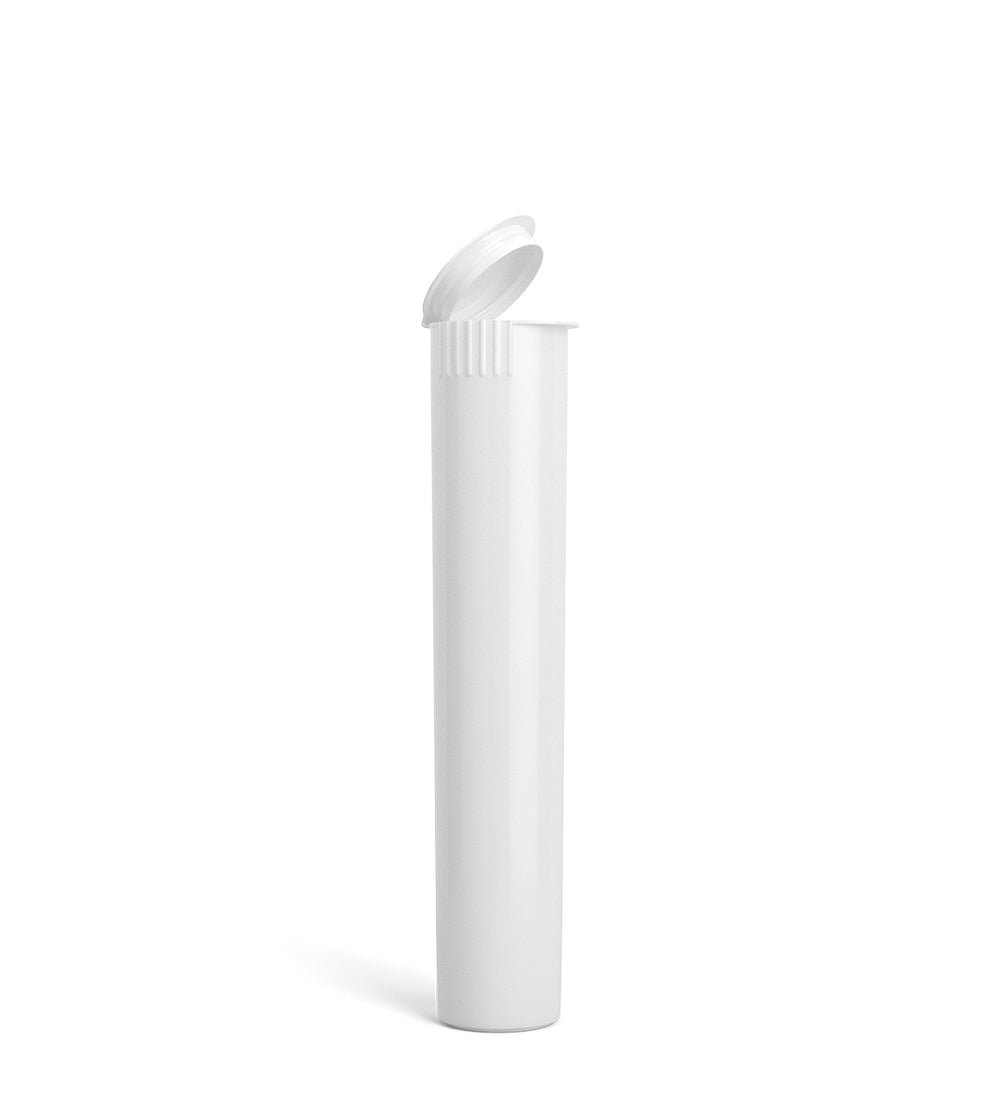 Child Resistant | Pop Top Opaque Plastic Pre-Roll Tubes (Open) | 95mm - White - 1000 Count